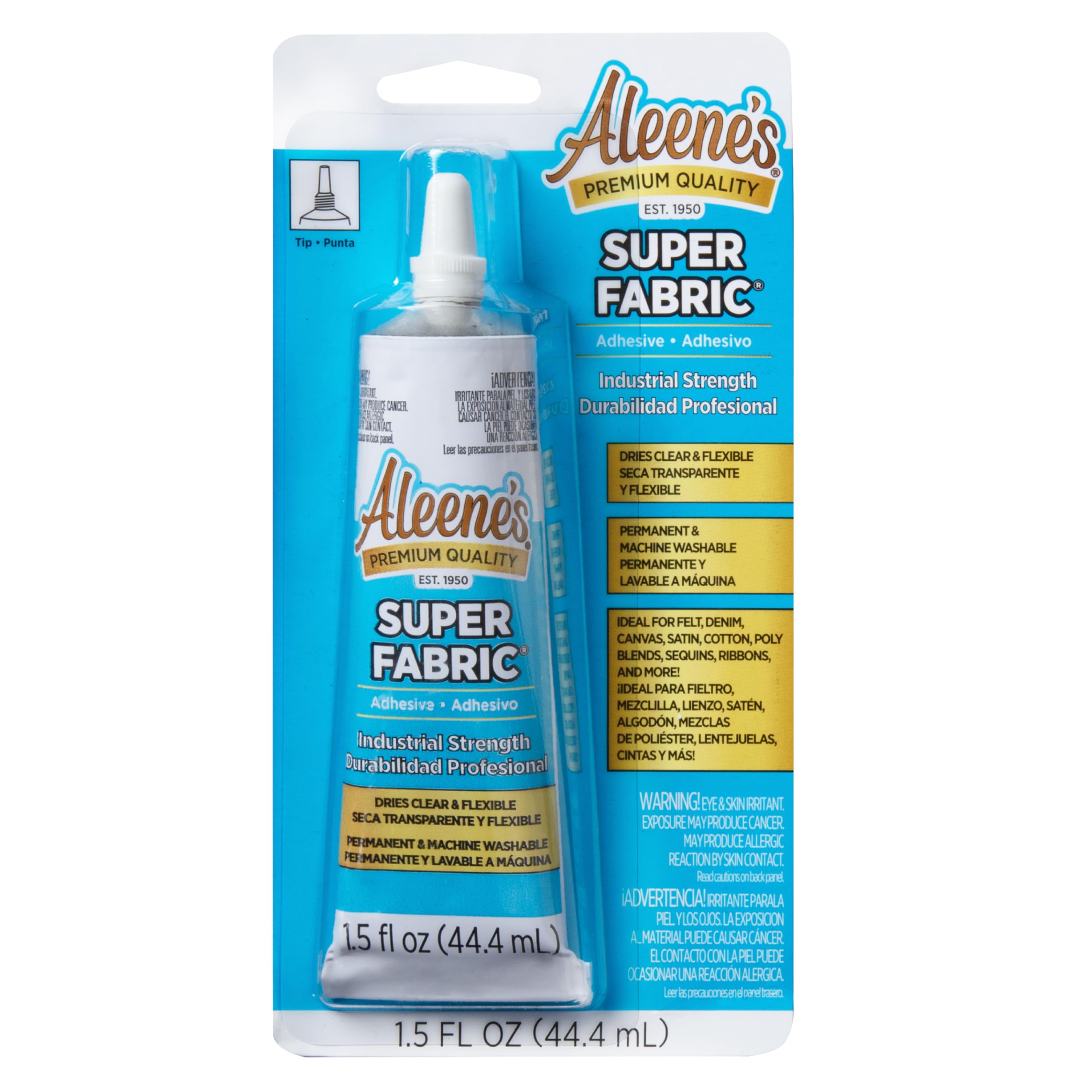 Aleene's Super Fabric Adhesive, Platinum Bond, Super-Strong, Ultra Flexible, Permanent, UV and Waterproof, 1 Pack, 1.5 fl oz - Clear