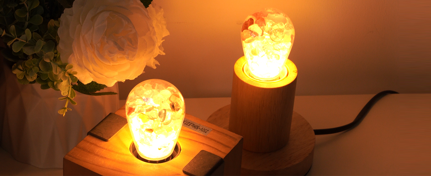Lamptobe Lampadina Notturna in Pietra di Cristallo, Decorative Della Lampada da Comodino, Lampada di Guarigione Dell'atmosfera per il Rilassamento, Gift per i Bambini, Anziani, Yoga Studios
