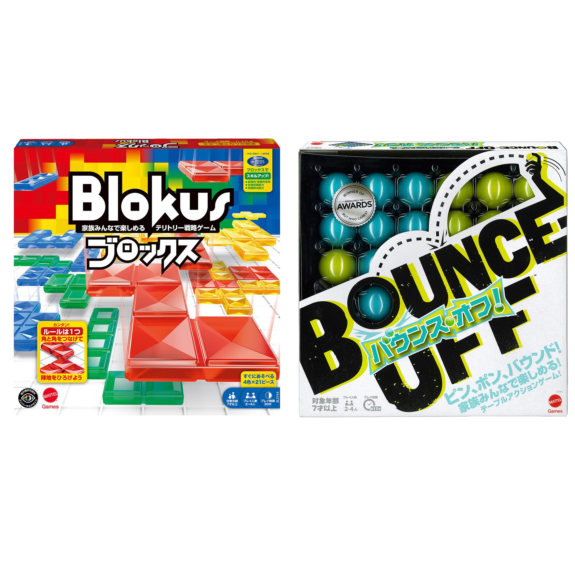 Mattel Game BJV44-CBJ83_AS22 Bloukus and Bounce Off Board Game, Set of 2 Games, Analog Game, Bodoge, Ages 7 and up, Multi : Toys & Games