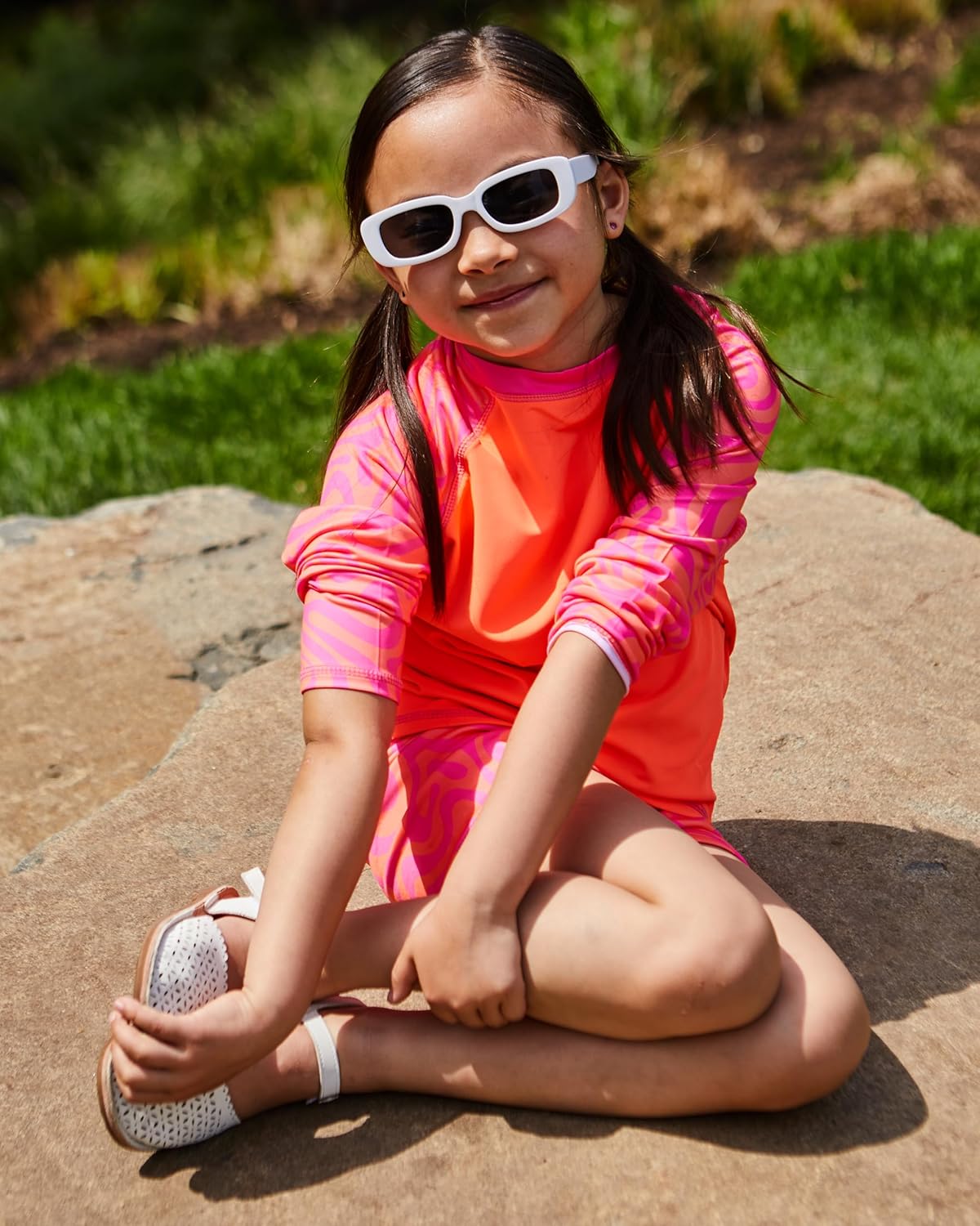 Kids Swim Set for Girls & Boys with Long Sleeve Rash Guard, Swim Shorts, Sunglasses for Ages 3-10 Years - Image 3