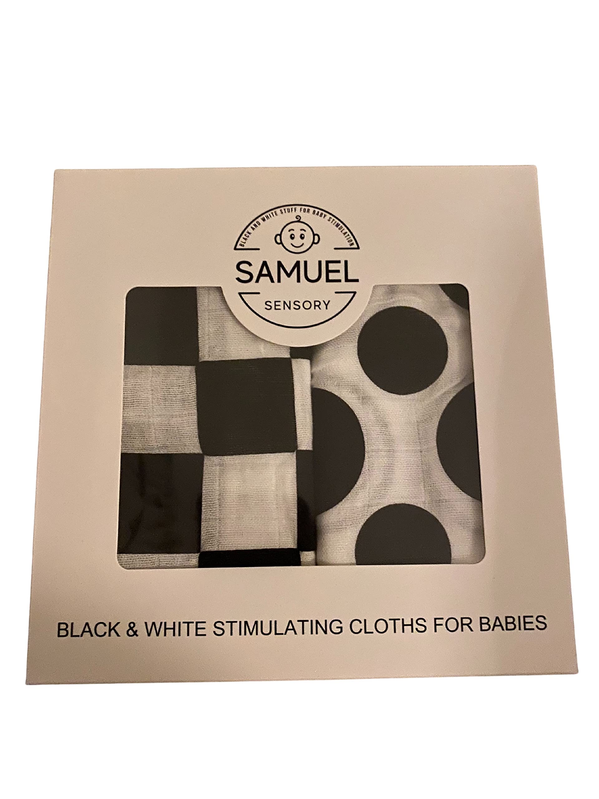 Samuel Sensory Black and White Stimulating Wash Cloths for Babies Bathtime
