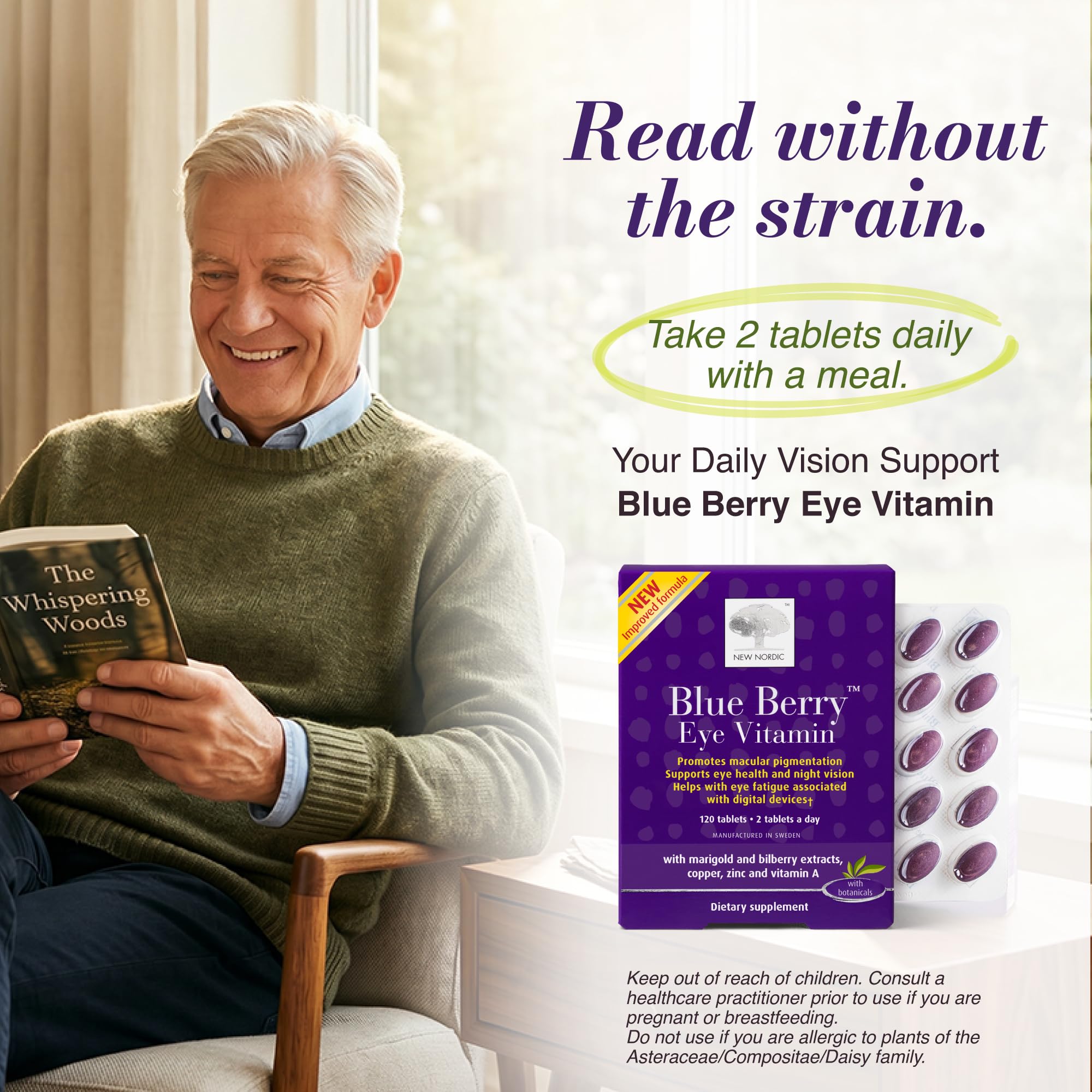 NEW NORDIC Blue Berry Eye Vitamin Supplement Daily Vision Support - 60 Ct. — Amazon image 4