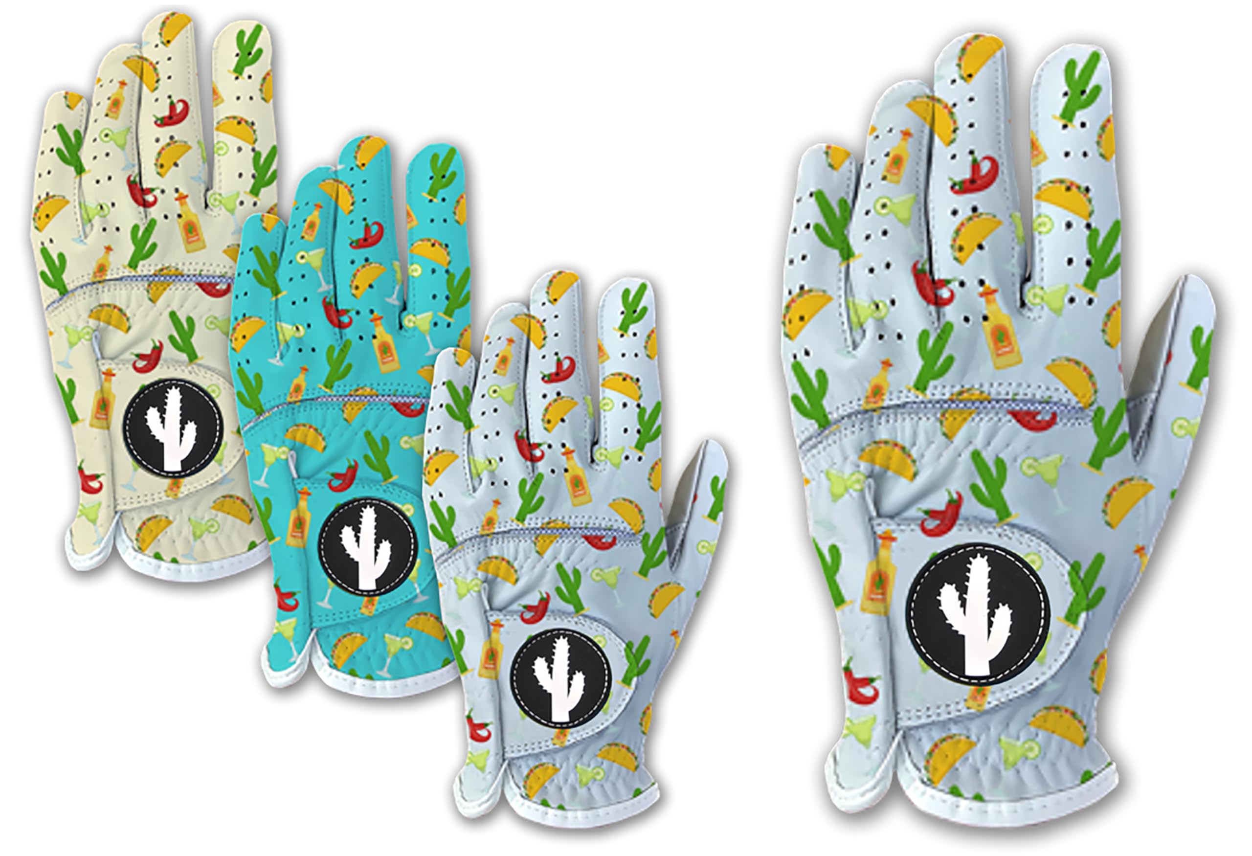 Taco Tequila Margarita Golf Gloves - Funny Men's Golf Glove 100% Cabretta Leather Left Right Hand Golfer Gag Gift Large Adult All Weather Grip