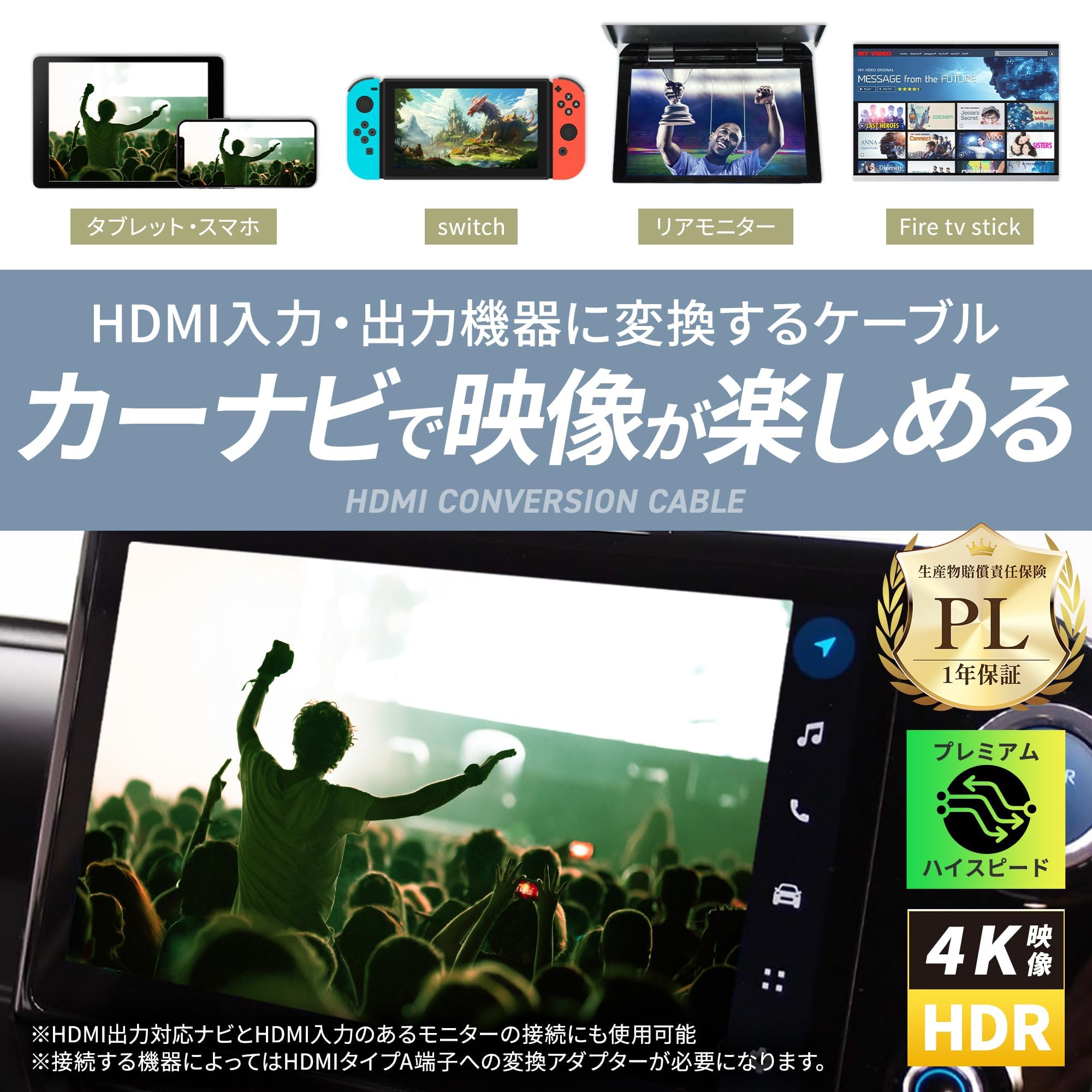 Amazon | Trois トヨタ互換 HDMI カーナビ対応 4K カローラクロス