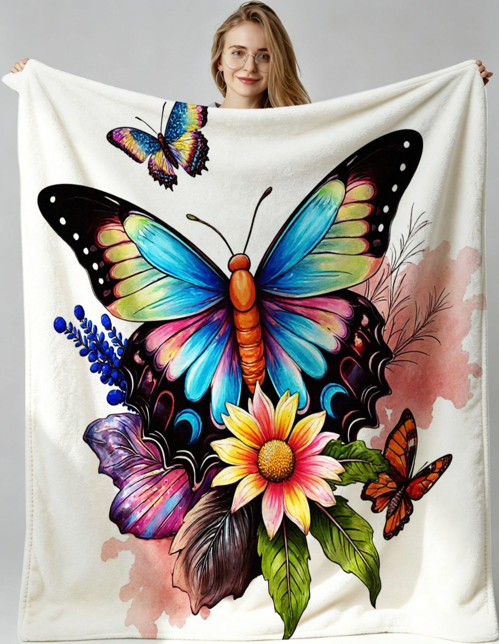 Jeté de canapé grande taille motif papillon 3D haute qualité