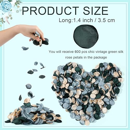 Miniatura 2 de Tigeen Pétalos de rosa de seda artificiales para boda, cesta de niña de flores, pasillo, dispersos, centros de mesa, fiesta, despedida de soltera,