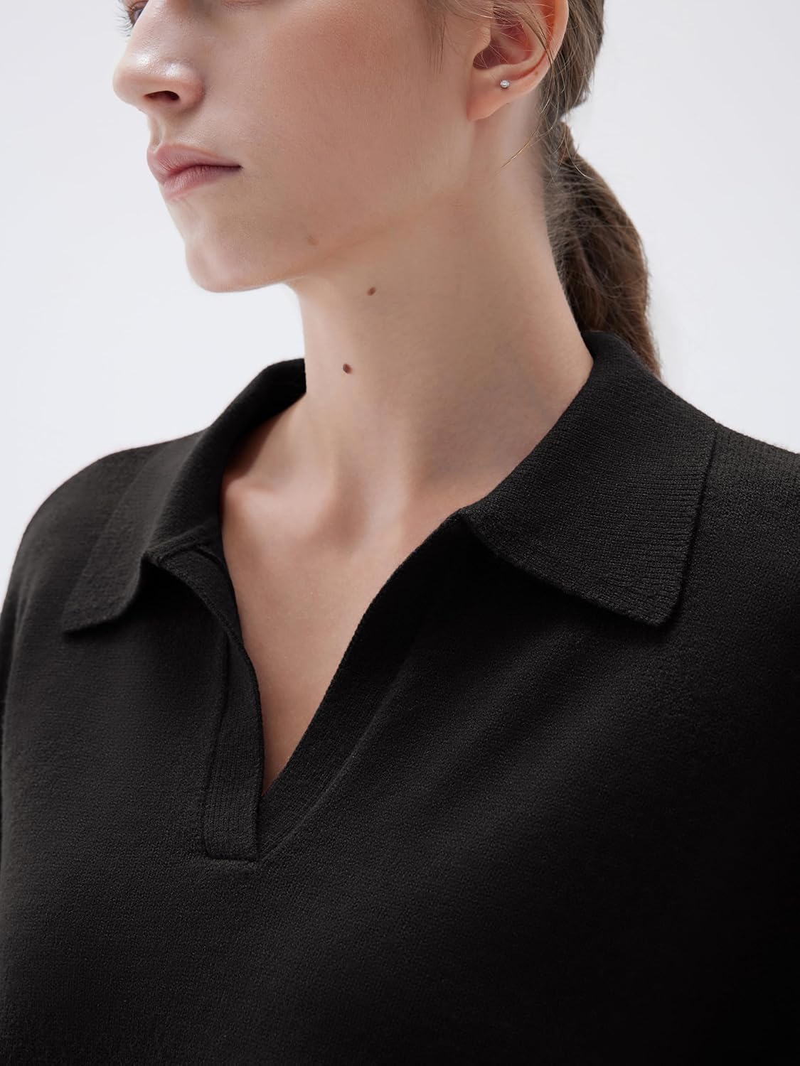 SUUKSESS Women Cashmere Oversized V Neck Pullover Sweaters Long Sleeve Collared Knit Jumper Tops - Image 3