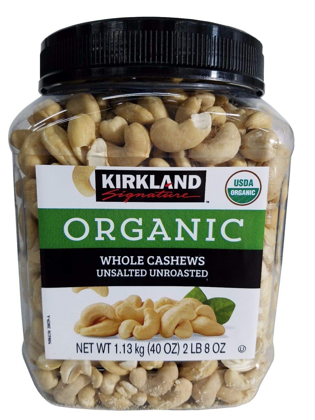 Kirkland Signature Organic Whole Cashews Unsalted Unroasted 40oz (1.13 Kg)