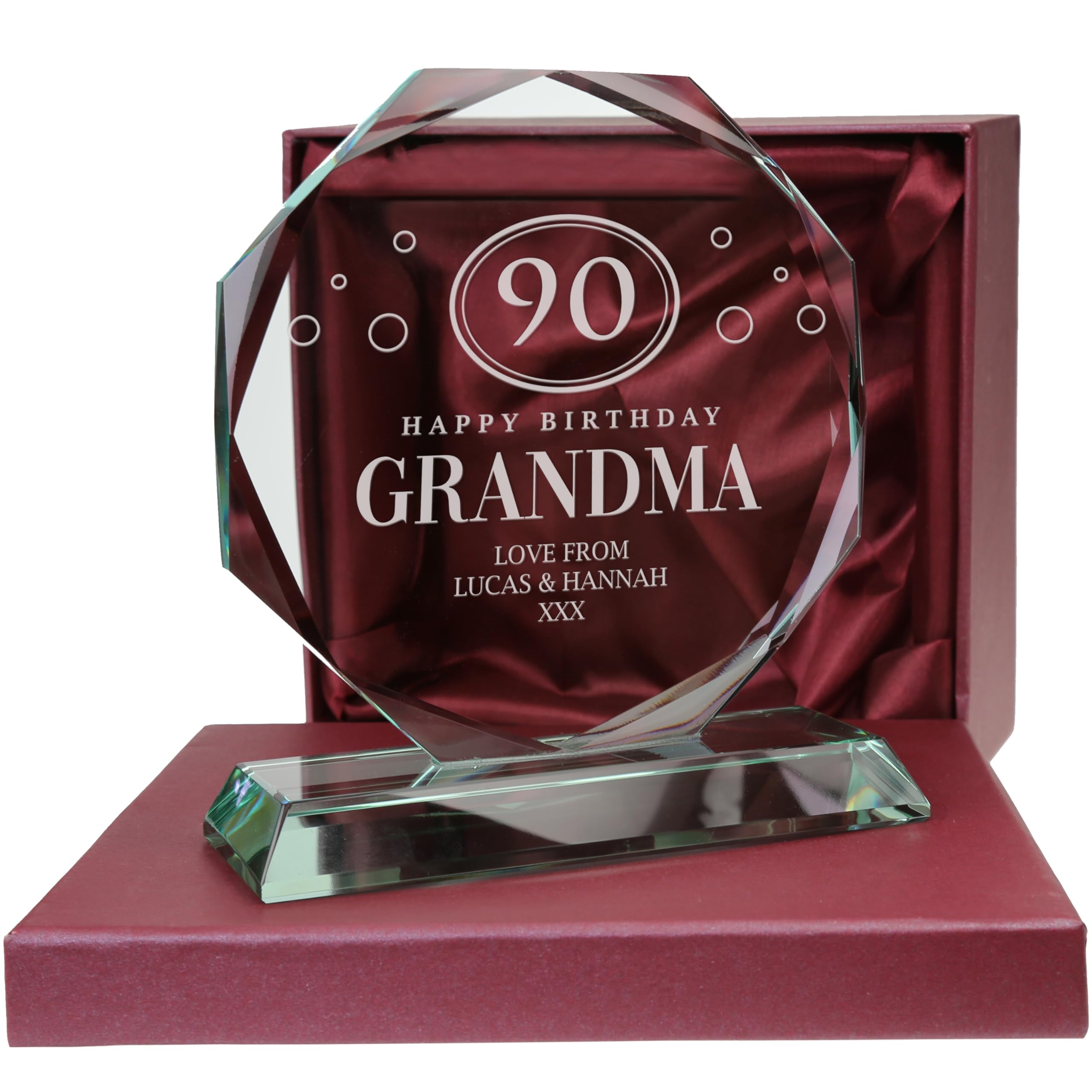 De Walden Clear 90Th Birthday Gift Personalised Engraved Presentation Cut Glass Keepsake