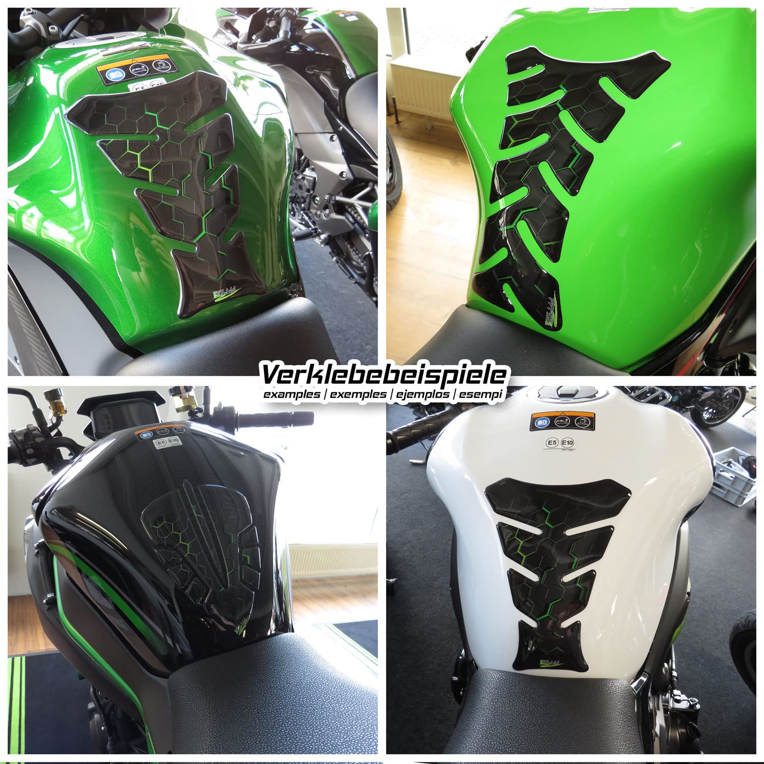 BIKE-label Protection Réservoir Moto 3D Autocollant Côté Réservoir Pad Noir – Résistant Essence Et Rayures