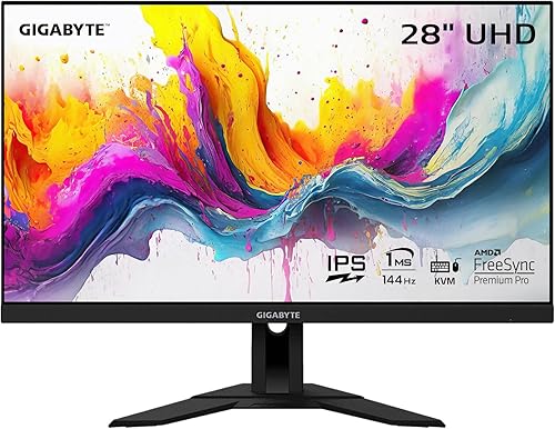 GIGABYTE Monitor para juegos M28U de 28 pulgadas, 144 Hz, pantalla IPS 3840 x 2160 SS, tiempo de respuesta de 2 ms (MPRT), 9 4% DCI-P3, pantalla