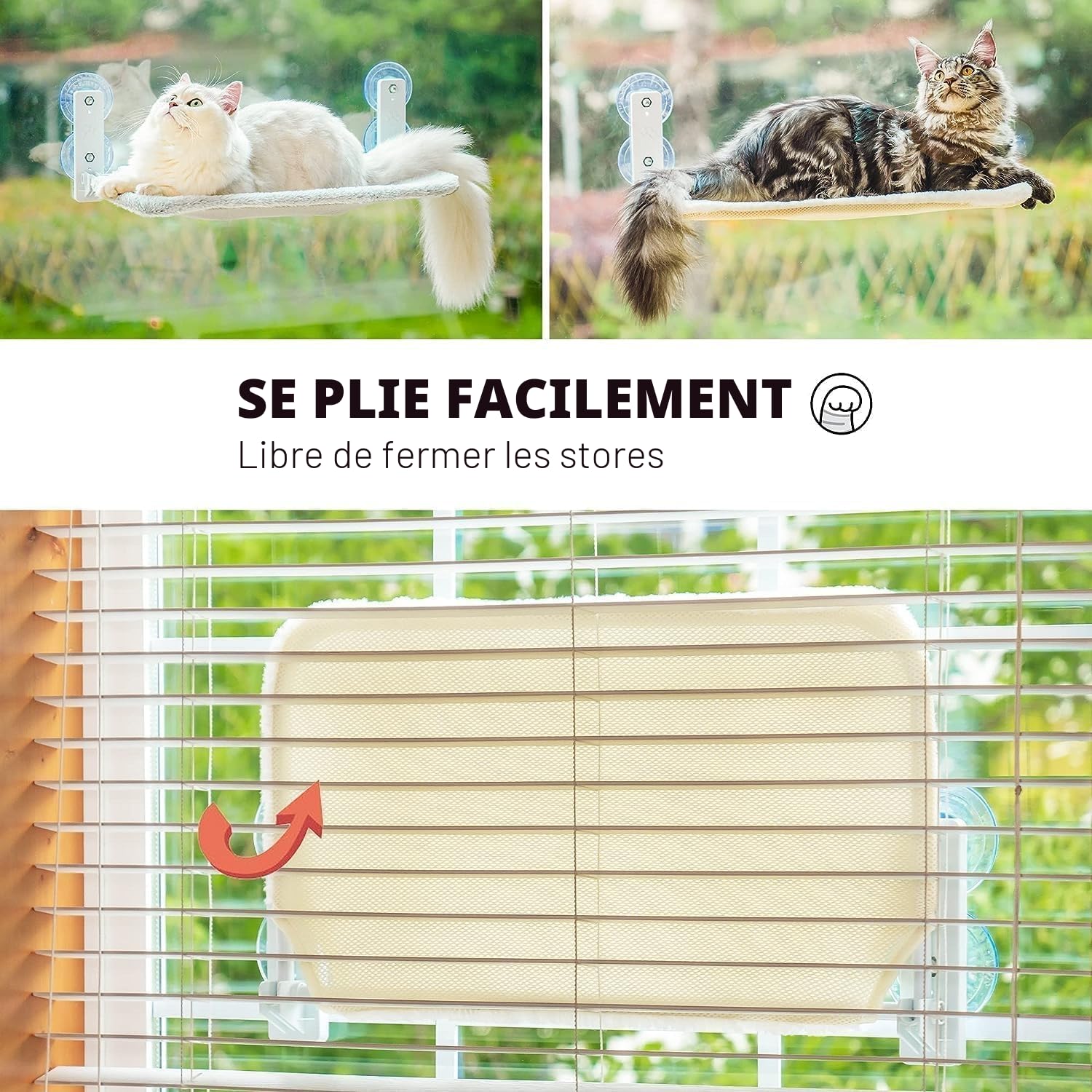 EDAGNY Pliable Hamac Chat Fenetre léger 54x30cm avec Confort aTapis Blanc