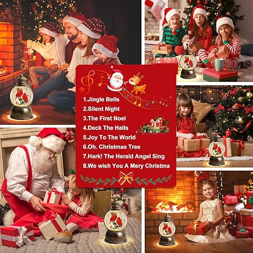 Miniatura 88 de Globo de nieve de muñeco de nieve de Navidad, linterna musical de muñeco de nieve con temporizador de 6 horas forrado por USB, funciona