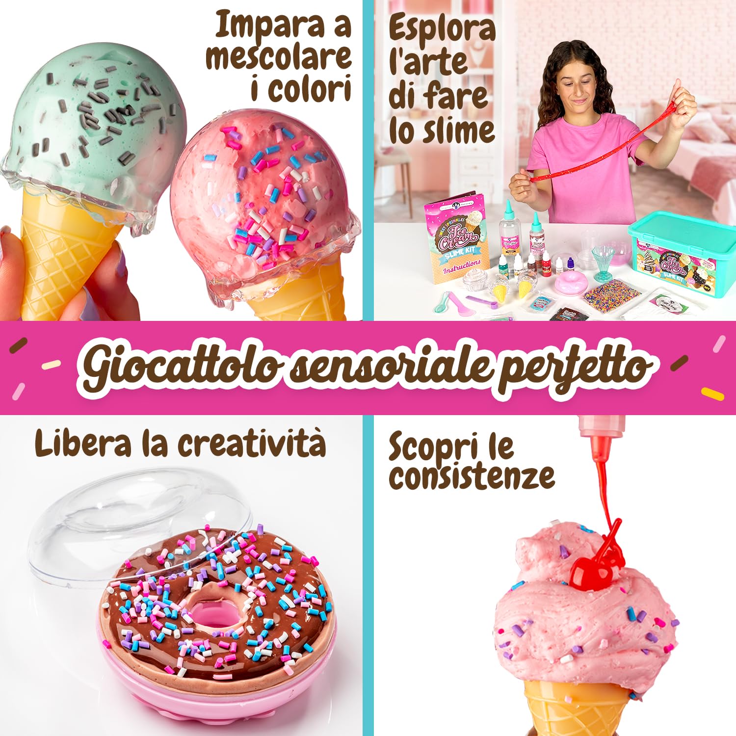 Original Stationery Slime Kit Sweet Sprinkles Ice Cream, Kit per Fare Slime Delizioso, Crea Slime Sundae e Tanto Altro, Slime per Bambini, Regalo di Compleanno