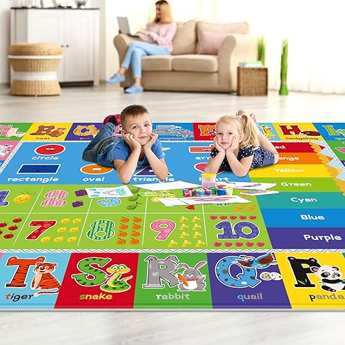 Miniatura 2 de Tapete educativo de juego para niños con alfabeto y números, alfombra suave antideslizante para cuarto de niños pequeños, sala de juegos,