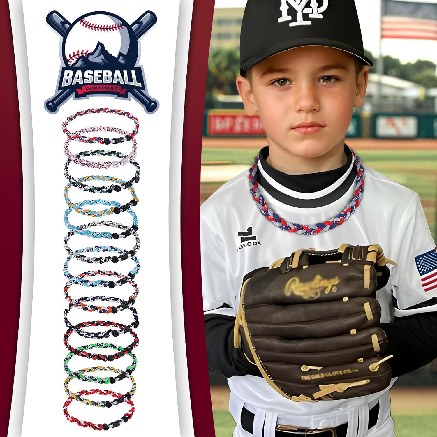 Premium 12Pack Baseball Necklaces, Multi-Color 18inches Sports Necklaces, Ideal for Baseball Team Gifts, Party Favors, Sports Parties - Image 3
