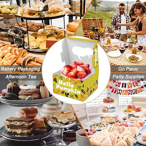Miniatura 5 de 36 cajas de panadería de Acción de Gracias con ventana, cajas para cupcakes para regalo, 4 estilos, cajas de regalo de galletas de pastelería de
