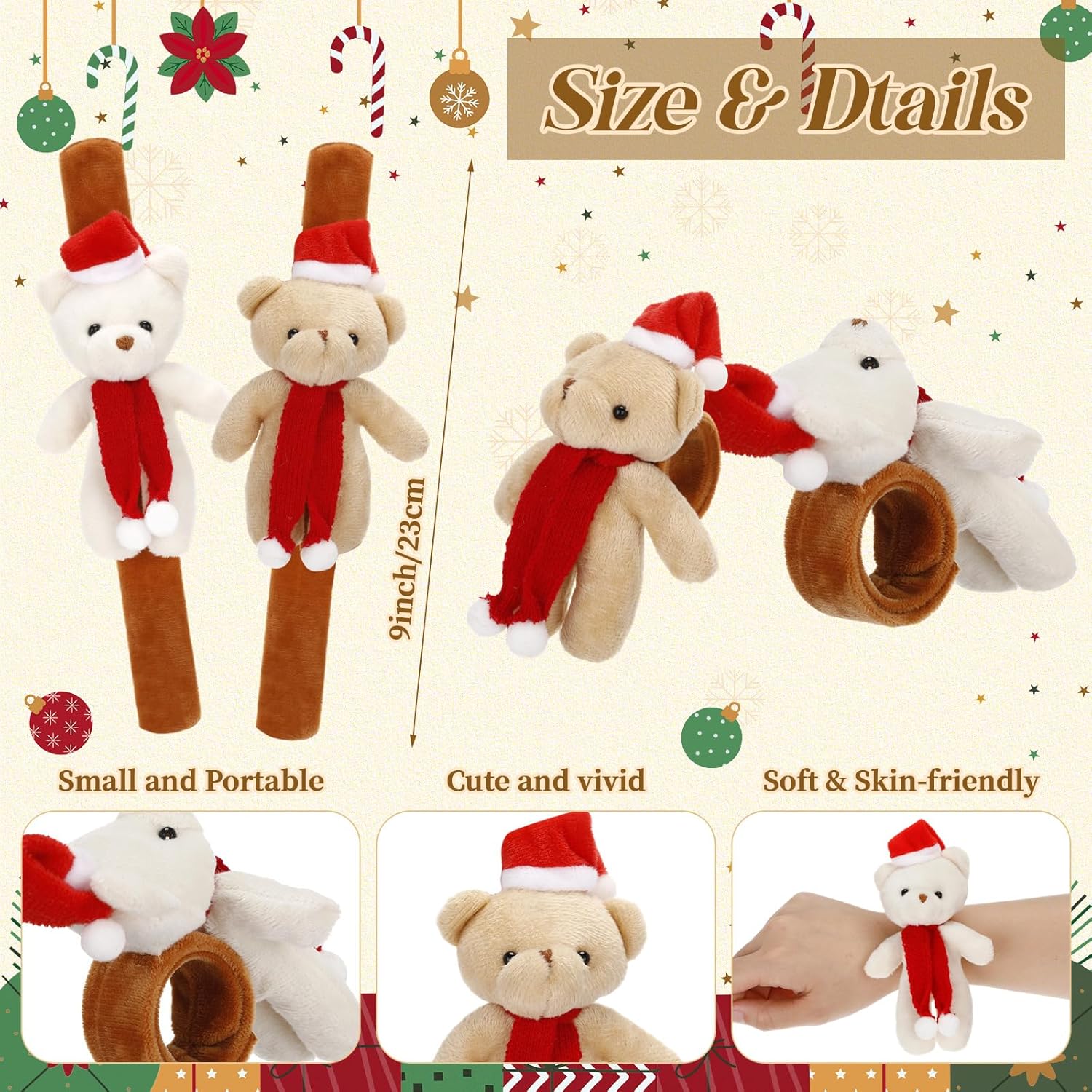Soulchen 24 Pcs Animal Slap Bracelets Kids Christmas Gift Stuffed Animal Snap Bracelets Christmas Party Favors Decorations Stocking Stuffers Xmas Goodie Supplies Classroom Prizes - Image 2