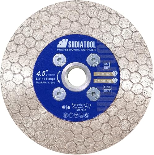 SHDIATOOL Hoja de sierra de diamante de 4-12 pulgadas, rueda de disco de molienda de corte de baldosas de 4.528 in para azulejos de cerámica,