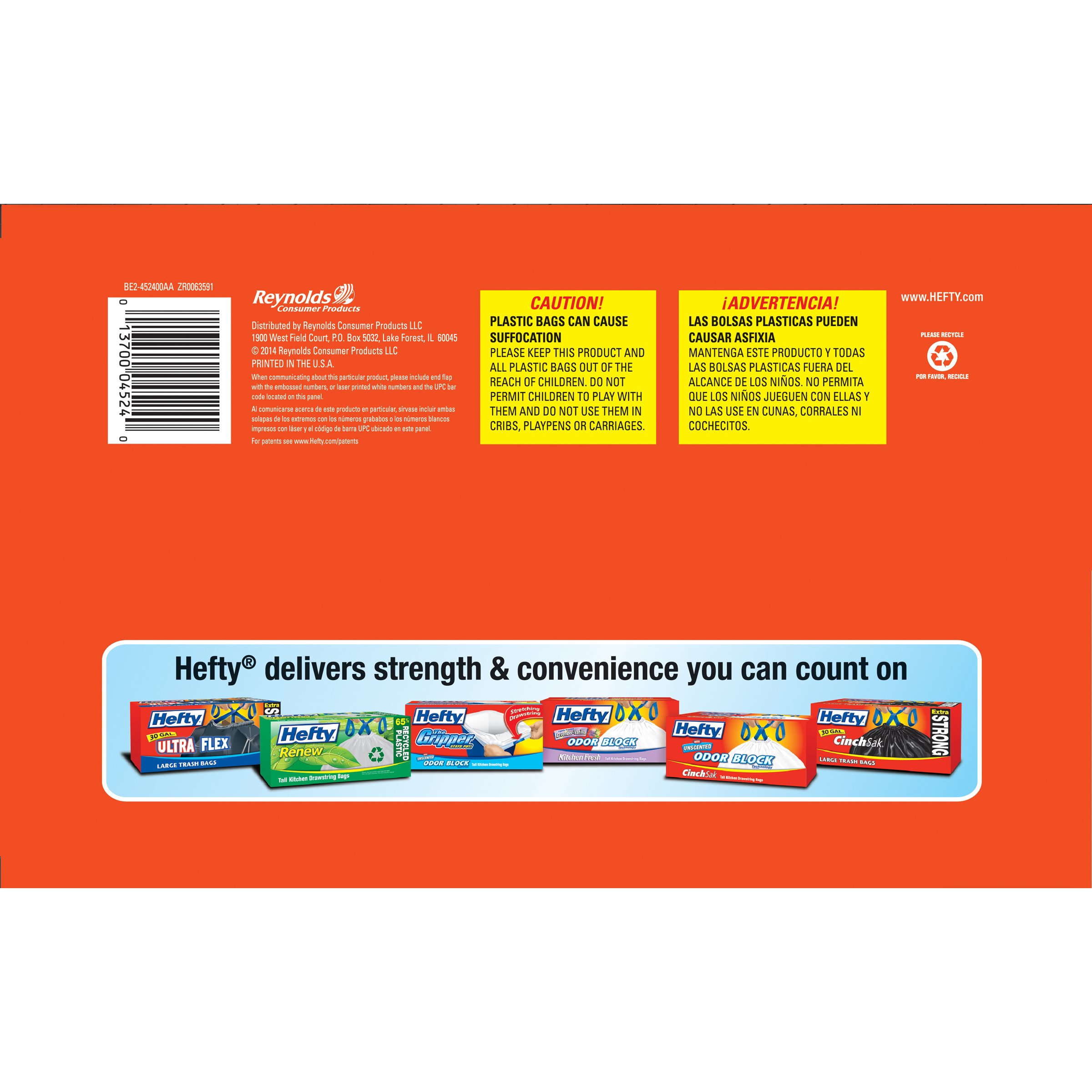 Hefty Heavy Duty Contractor Bags - 45 Gallon, 4 Packs of 22 Count (88 Total)