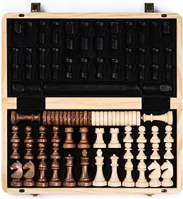 A&A 15 'Conjunto De Xadrez De Madeira Magnética/Tabuleiro Dobrável/3' Rei Altura Alemão Cavaleiro Staunton Peças De Xadrez/Mogno & Maple Incrustado/2 Rainha Extra