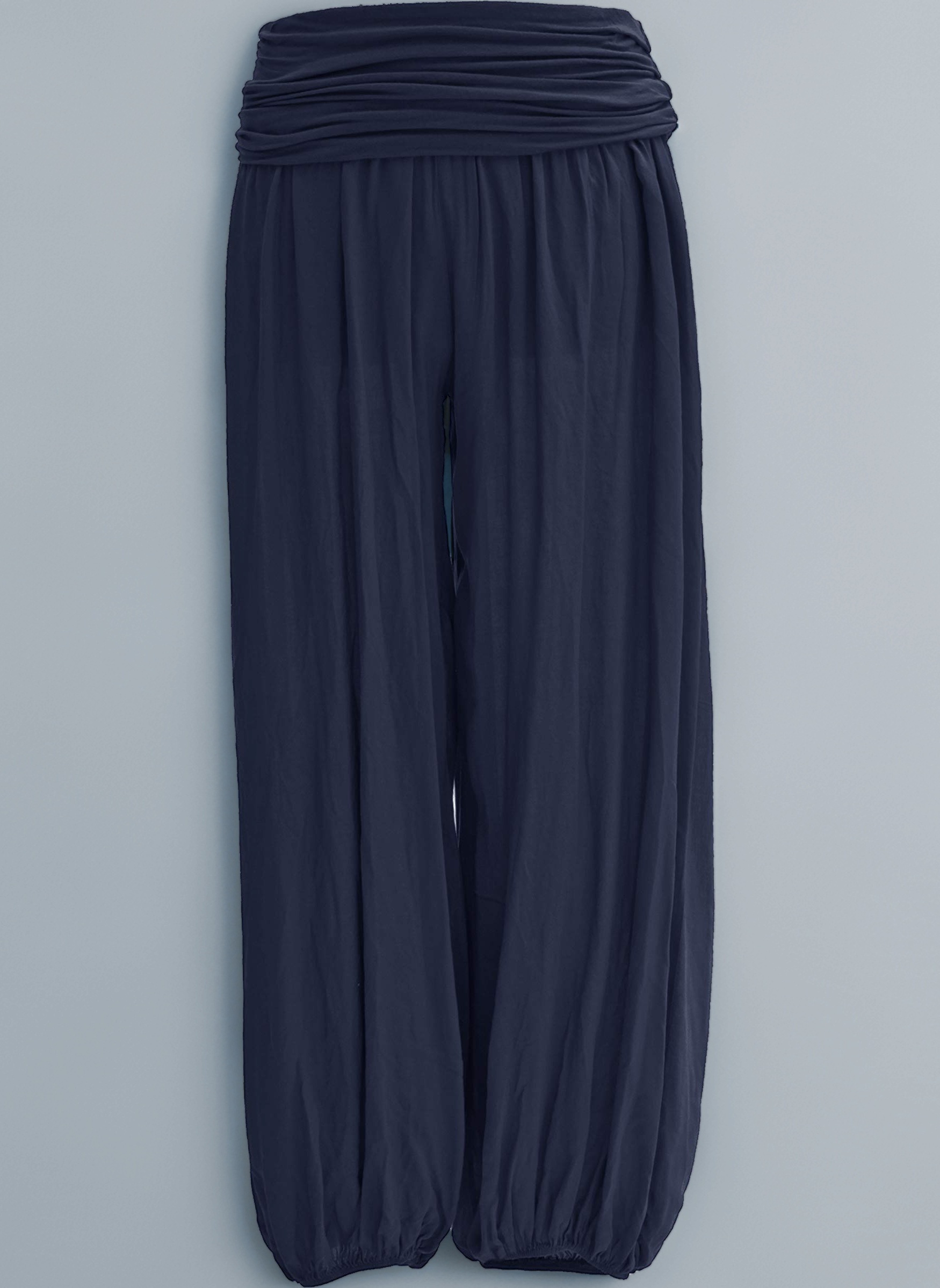 Ladies Women Italian Lagenlook Plain Viscose Boho Harem Ali Baba Trouser Pants Joggers One Size