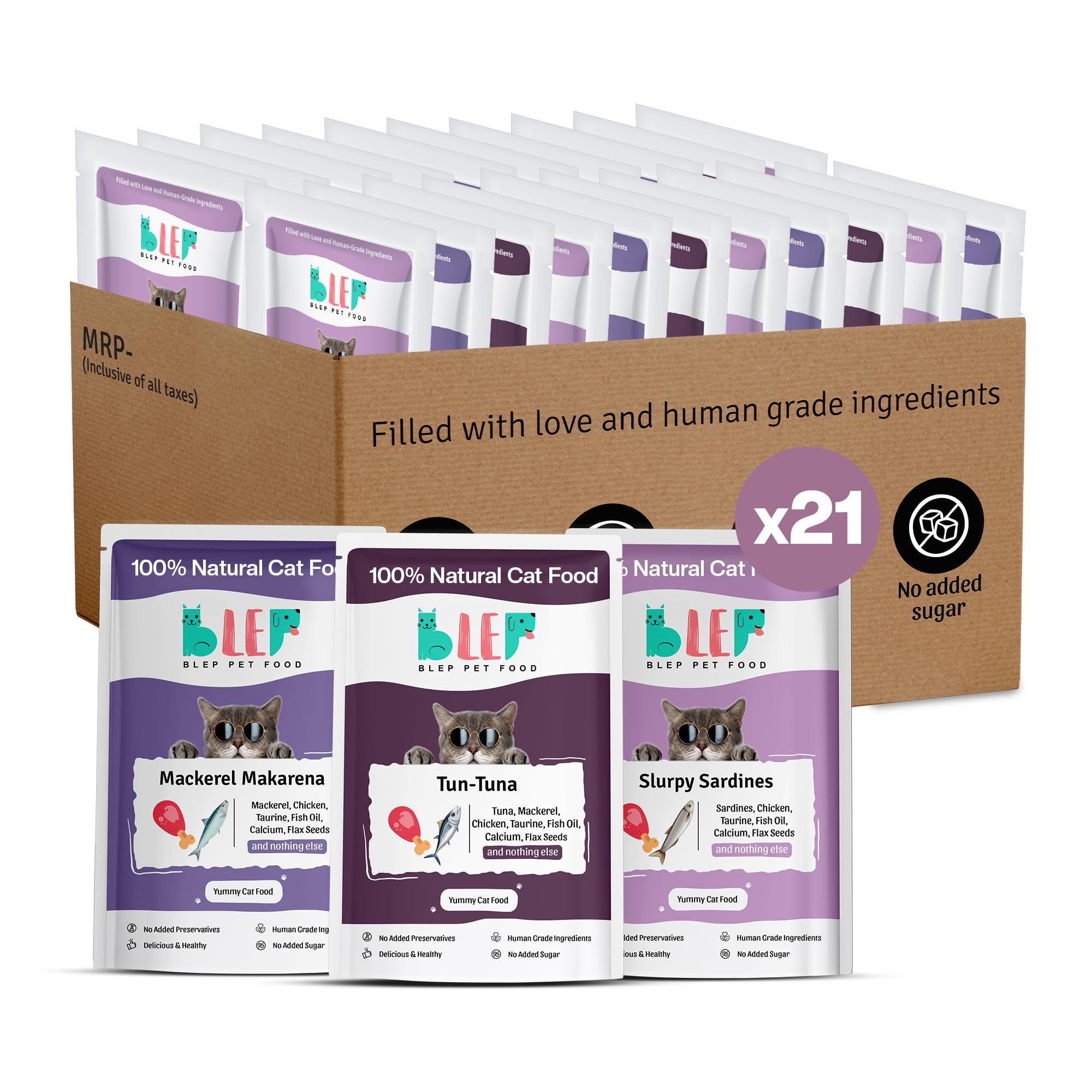 BLEP Mackerel Tun Tuna and Sardine Combo of Natural Cat Food 100g x 21 Packs|Zero Preservatives|Aids Joint Health & Digestion|Collagen Rich| Human Grade, Natural Wet Cat Food|Ideal for All Breeds-image-12