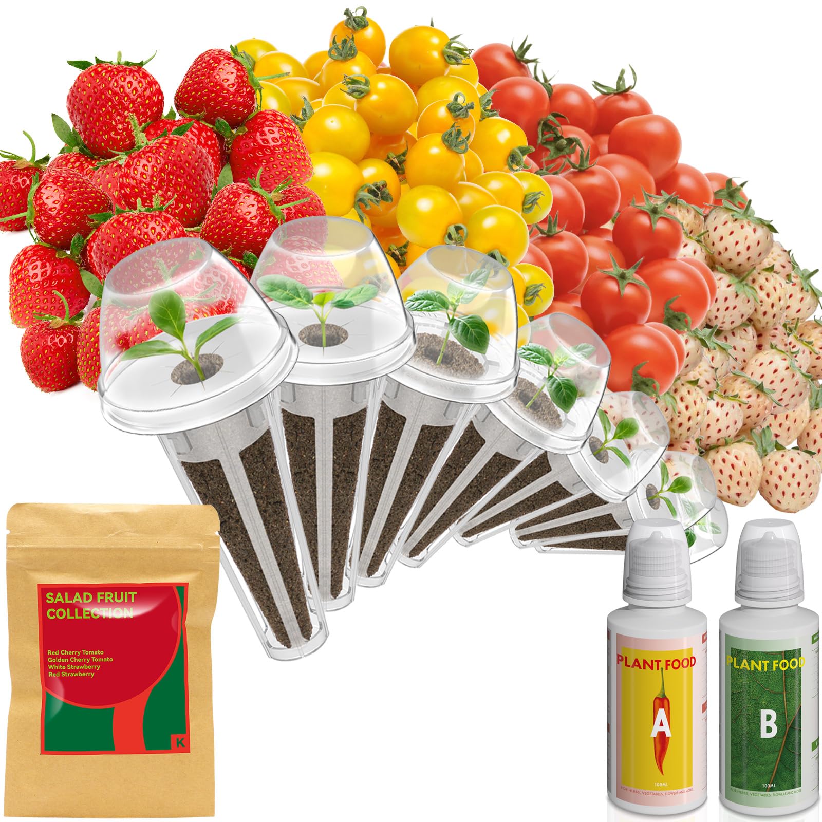 inbloom Strawberry & Tomato Seed Pod Kit for AeroGarden, Ahopegarden, GARDENCUBE, iDoo, MUFGA Hydroponics Growing System, 7-Pods with Heirloom Red/