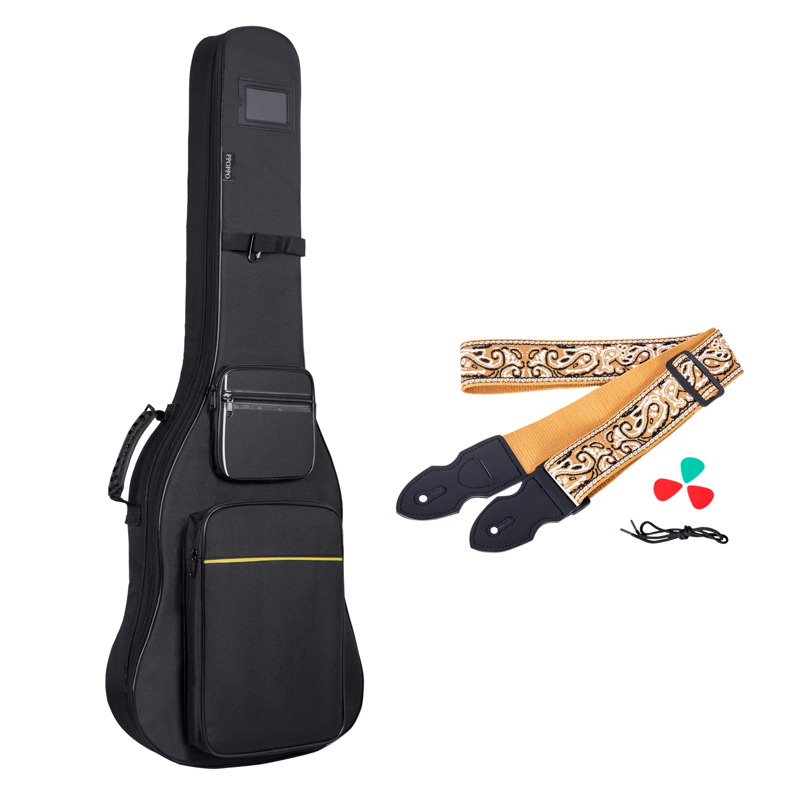 39/40" Electric Guitar Bag + 2-in-1 Embroidered Guitar Strap+3 Picks