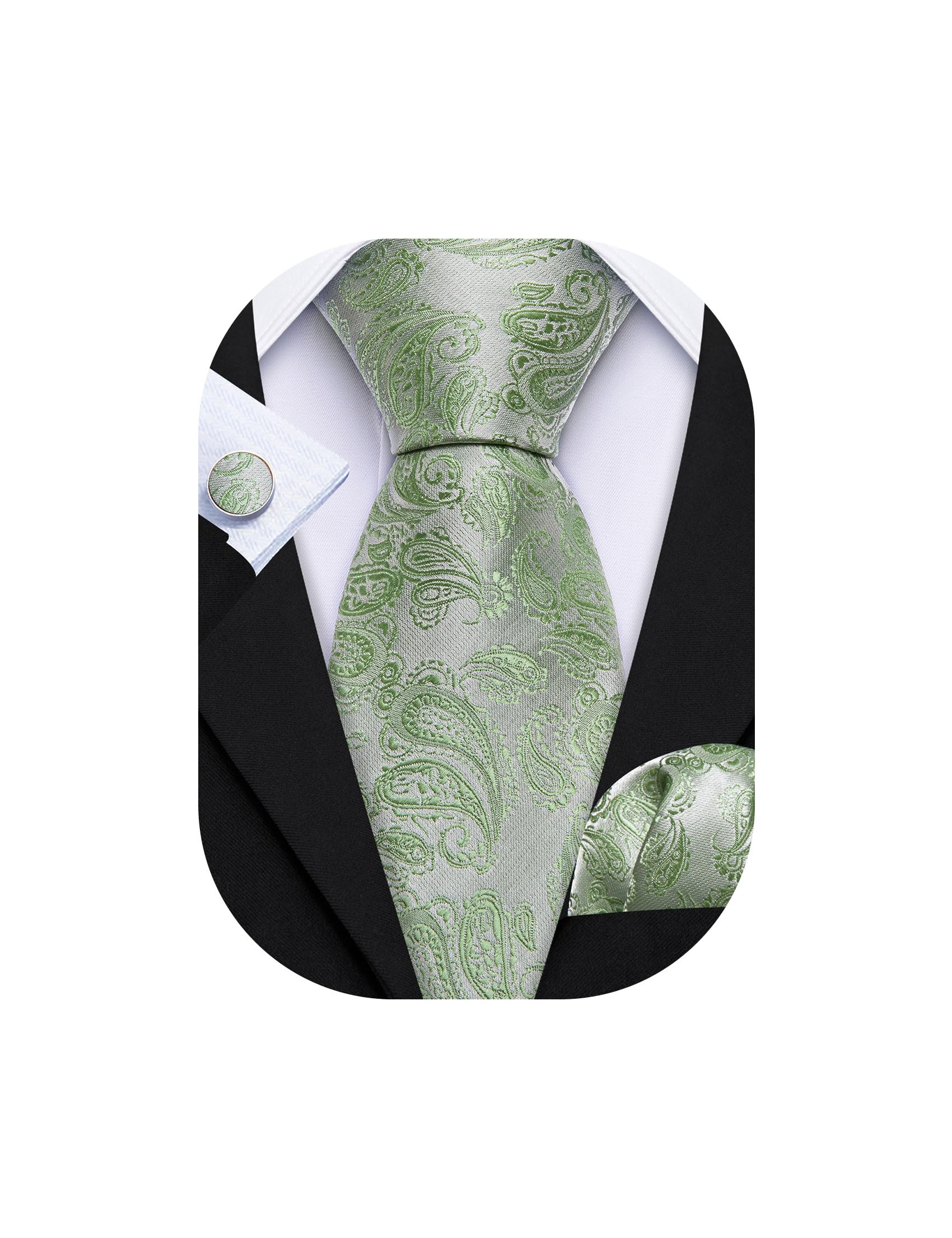 Barry.Wang Juego de corbata de cachemira para hombre, corbata de seda, gemelos cuadrados, formal, boda, fiesta, negocios