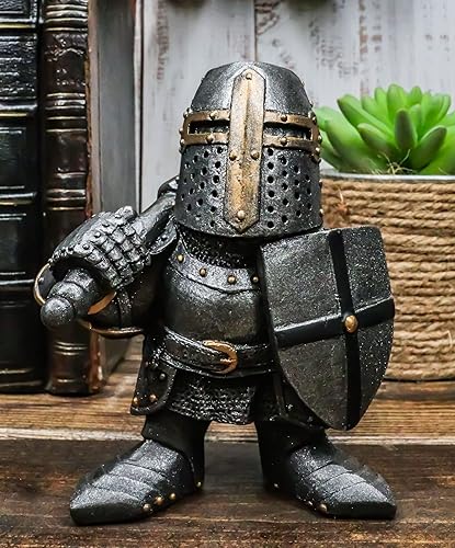 Miniatura 9 de Ebros Gift Anime Chibi - Figura medieval renacentista de caballero de la cruz de los templarios cruzados de 4.5 pulgadas de alto, traje de armadura