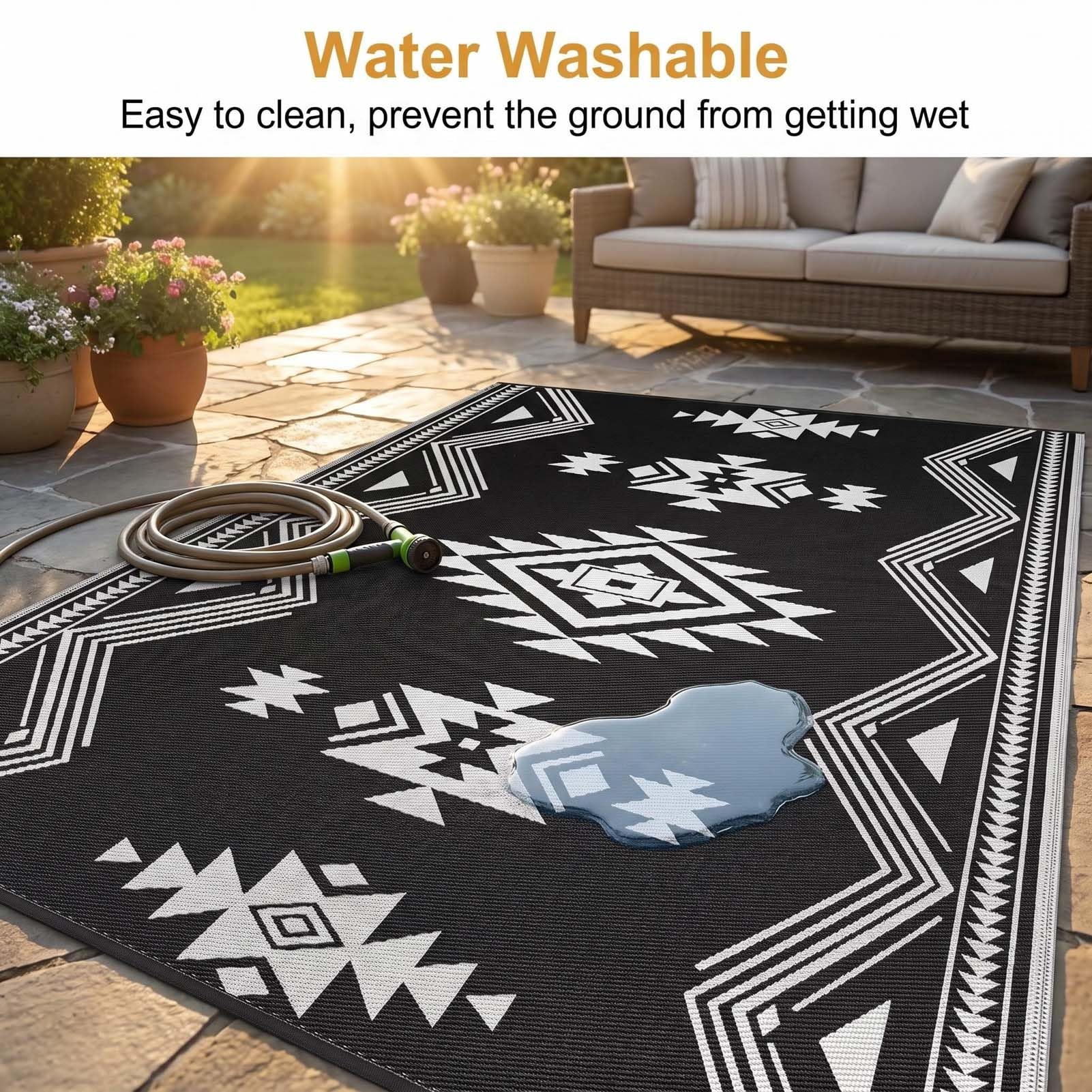 Tapis D'Intérieur Et D'Extérieur, Tapis Léger Et Repliable, Tapis Lavable Facile À Nettoyer, pour Terrasse, Balcon, Jardin, Cuisine, Bord De Piscine, Pique-Nique, Camping