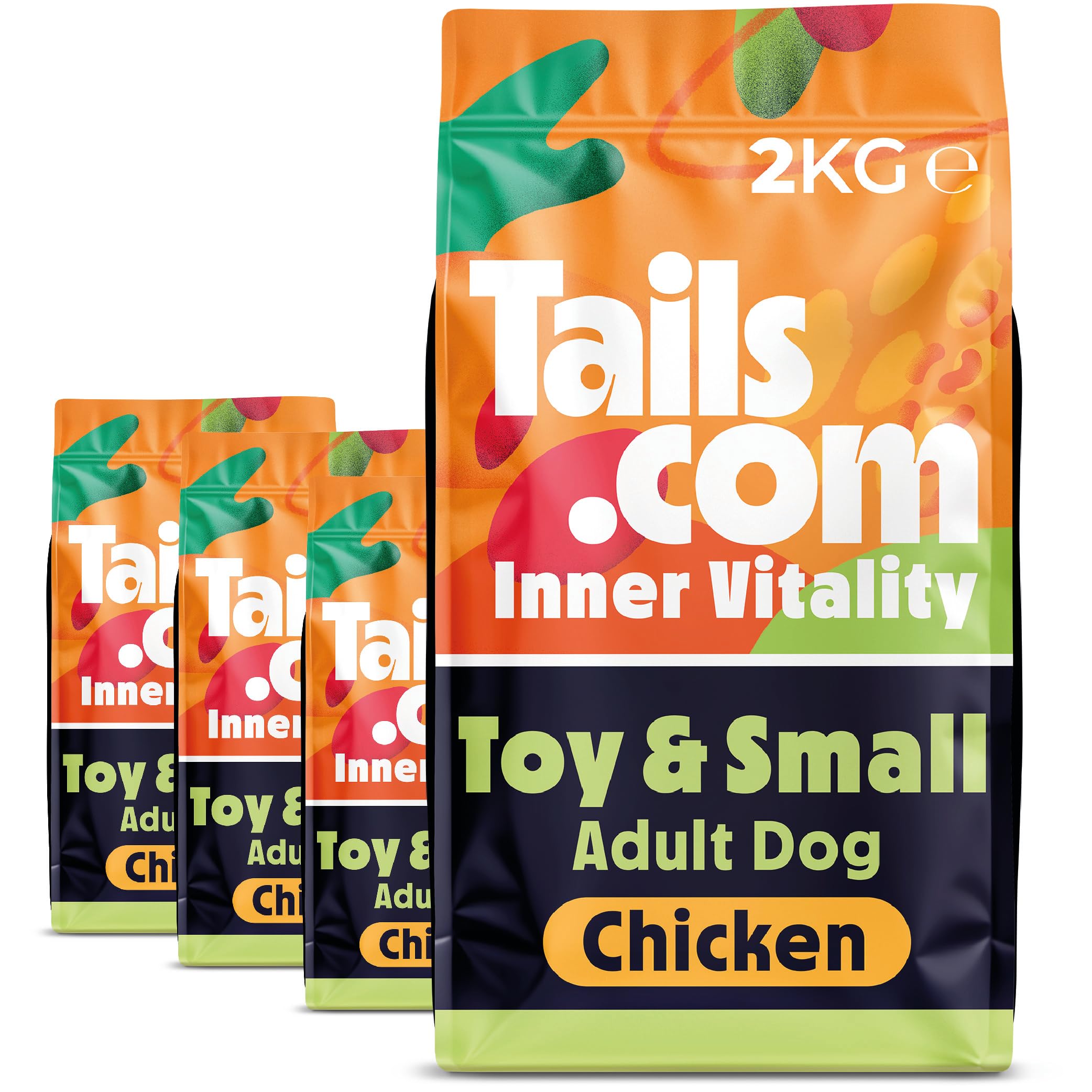 Tails.com โข Dry Dog Food 4 x 2kg โข Chicken โข Toy & Small Adult 8 months - 8 years โข Hypoallergenic Recipe โข No Added Flavours or Preservatives โข Small Size Kibble for Little Mouths