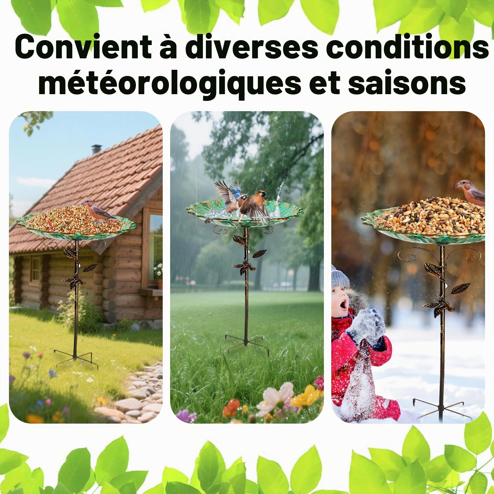 Abreuvoir Oiseaux Exterieur, Avec Un Socle Robuste À Cinq Pattes, Bac À Eau Pour Oiseaux Vintage En Métal De 78 Cm, Résistant Au Froid, Bac À Eau Sur Pied Pour Jardin