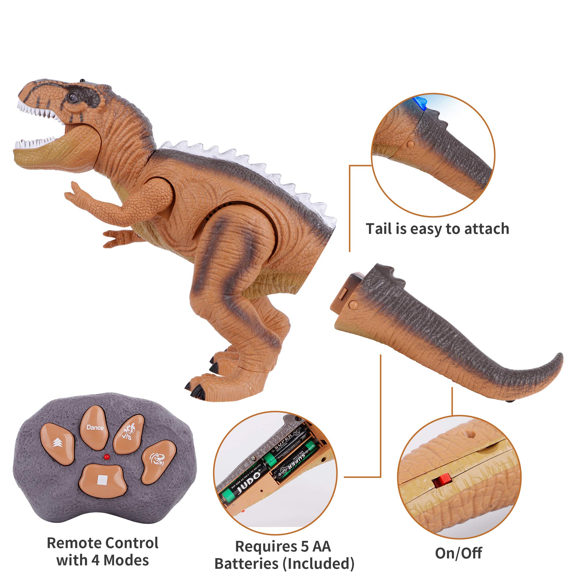 Buy FiGoal Remote Control Dinosaur with LED Lights, Walking, and