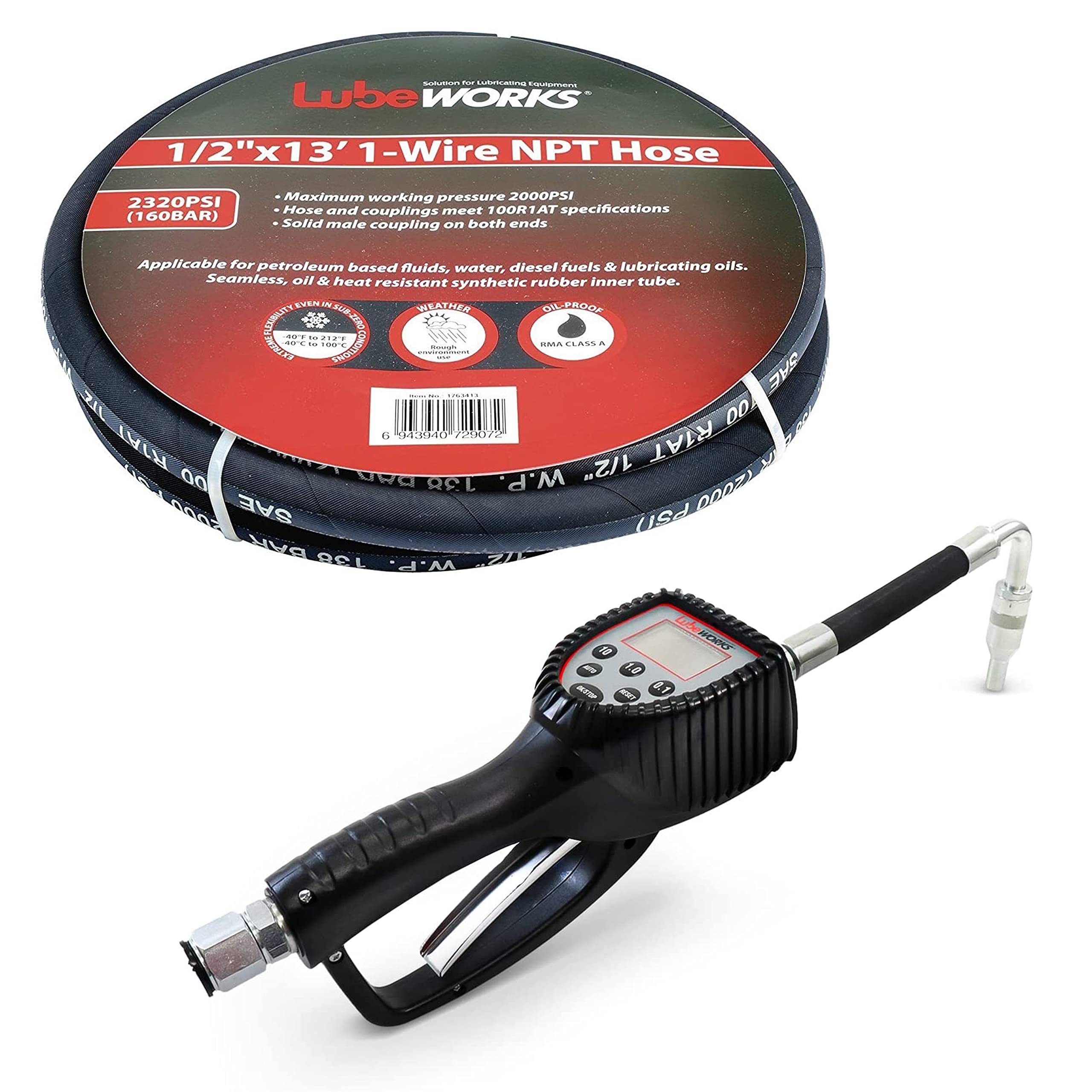 Buy Lubeworks Oil Hose 1/2” x 13’ FT SAE.100R1AT NBR Heavy Duty Oil