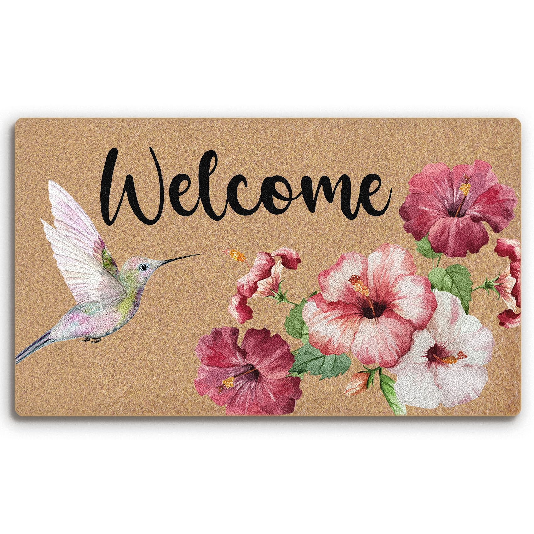 Photo 1 of BitKAM Hummingbird Flower Coco Coir Doormat Door Welcome Mat for Home Entrance Front Door, Bird Floral Spring Summer Floor Mats for Outdoor Outside Entryway 30x17 Inch