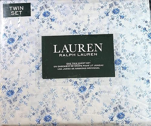 RL Home Ralph Lauren French Cottage Chic - Juego de sábanas con estampado floral azul (algodón completo)