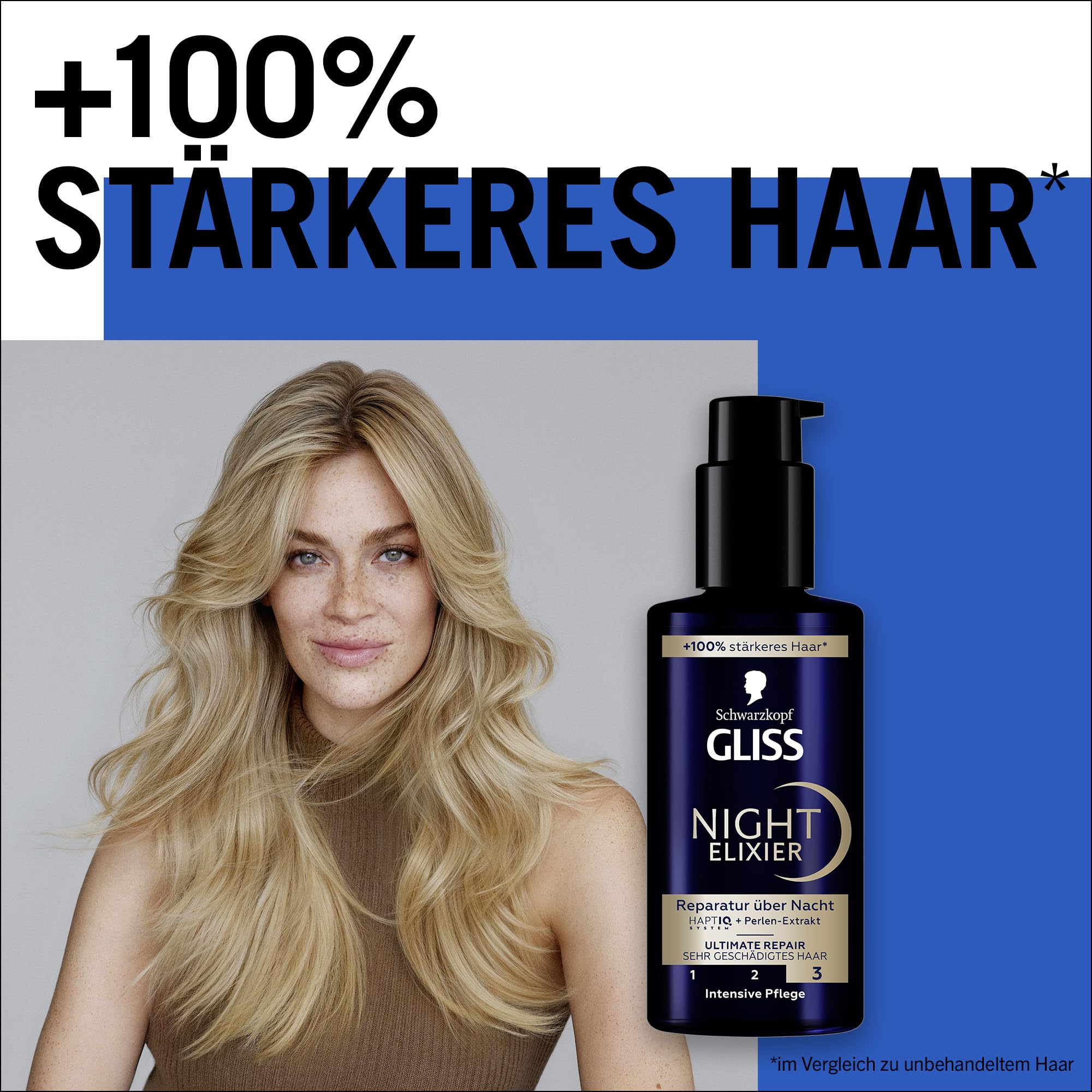Gliss Night Elixier Ultimate Repair (100 ml), serum do włosów regeneruje uszkodzone włosy podczas snu, pielęgnacja włosów pozostawia miękkie i regenerowane włosy na noc