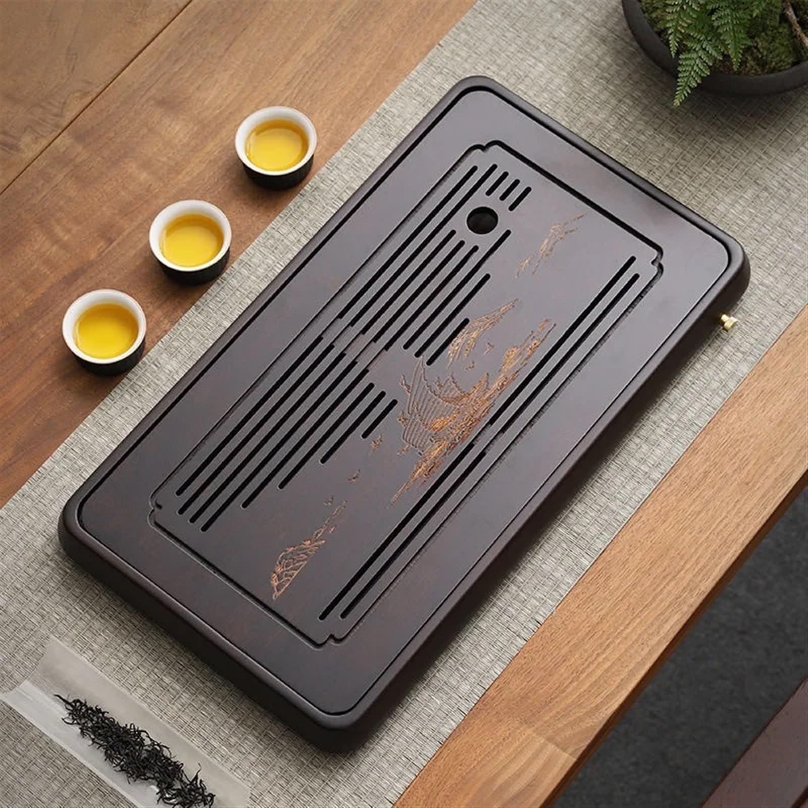 Bandeja Bandeja de té de Madera for Ceremonia del té, Bandeja de Mesa de té, decoración de Mesa de té, Bandeja de Almacenamiento, Juego de té y café(38x24x4cm)