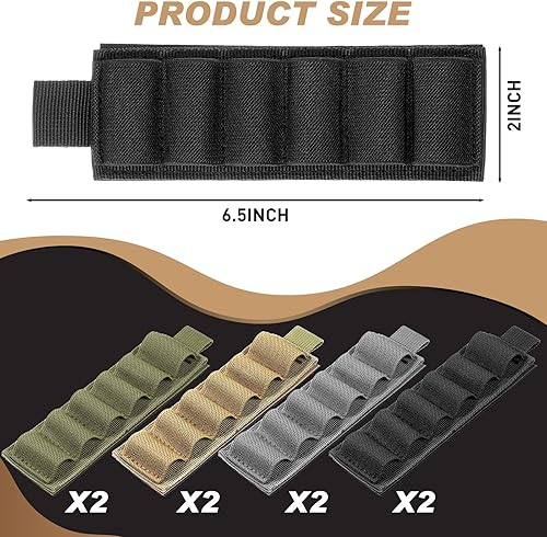 Miniatura 2 de Tatuo 8 piezas de 6 escopetas redondas Buttstock Shell Holder 1220 calibre 1220 portatarjetas de cartucho, bolsa de nailon elástico bolsa militar de