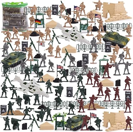 3 otters 250PCS Army Men Military Set, Action Figures with Army Accessories, Toys Gifts for Toddler Kids Boys Ages 3+