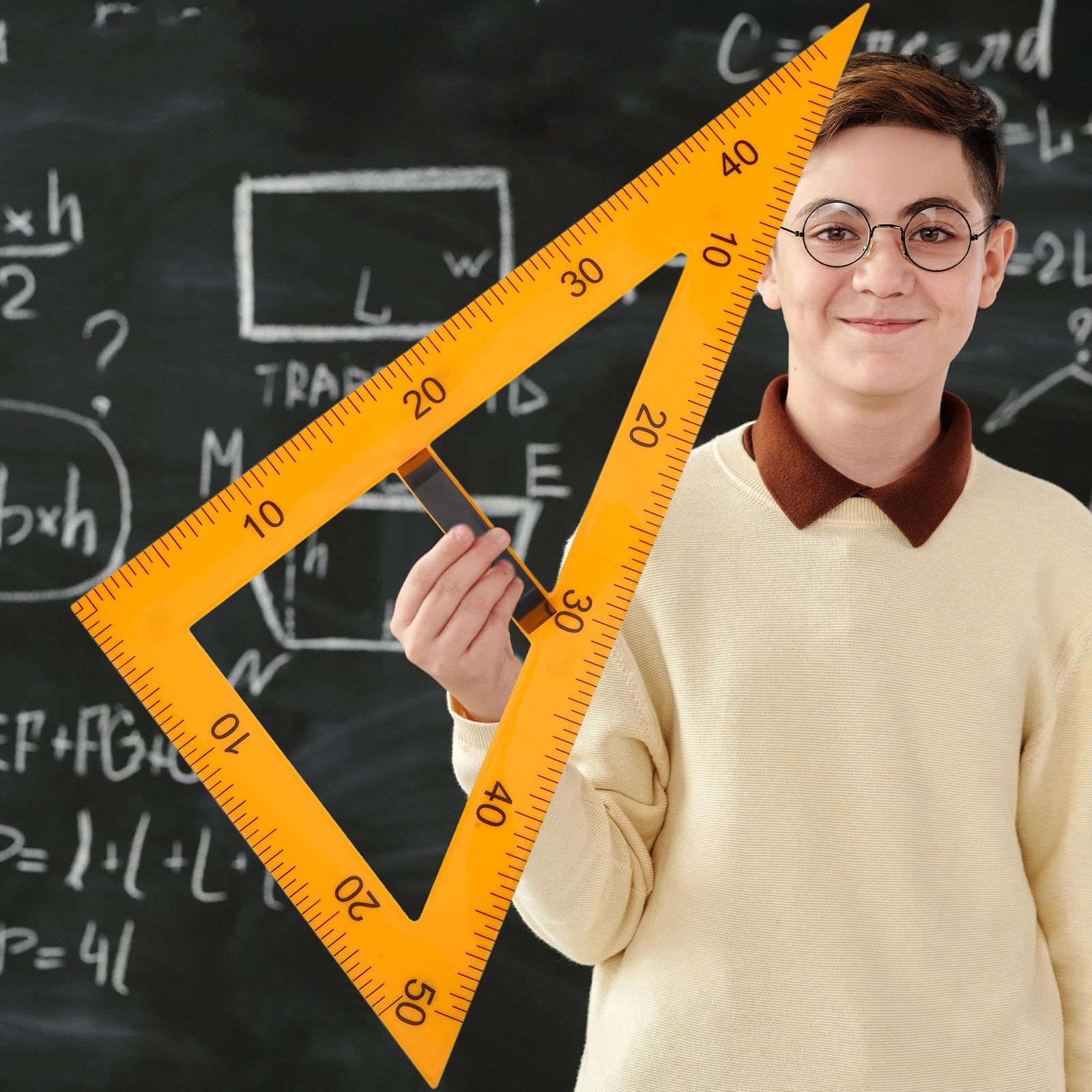Équerre Magnétique en Plastique pour Tableau Noir Poignée Amovible, Règle Triangulaire 60° pour Démonstrations Géométriques en Milieu Scolaire