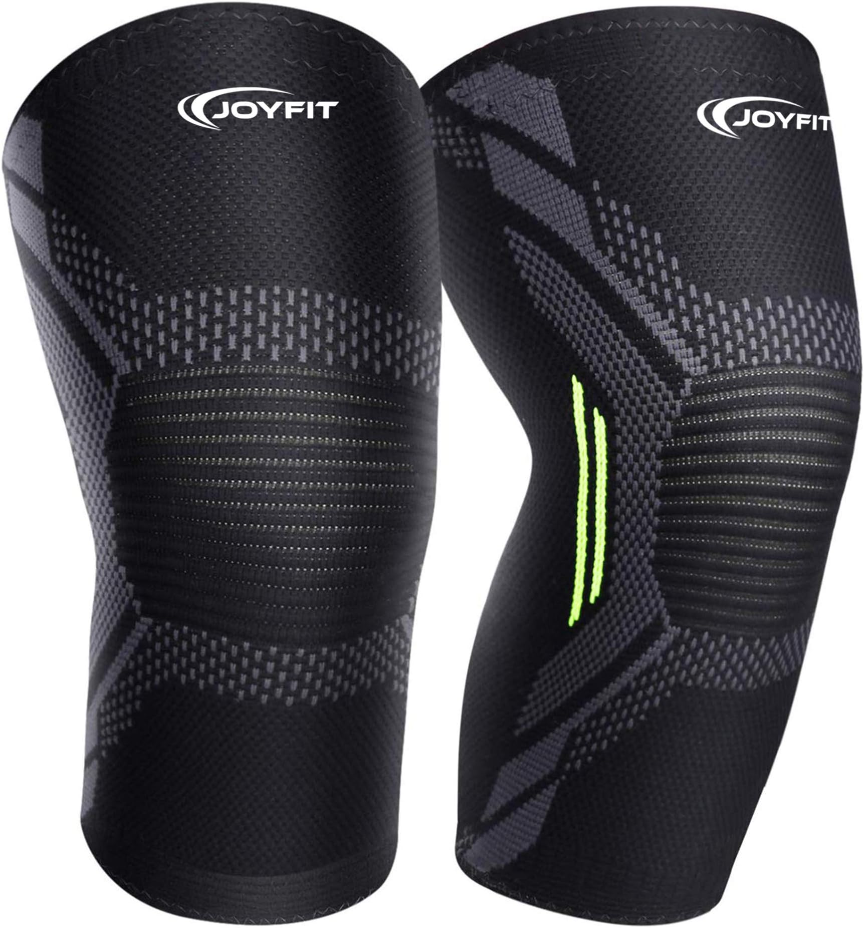 JoyFitJoyFit Knee Compression Sleeve - Anti-slip Design For Injury Protection, Recovery,Arthritis, Pain Relief.Sweat Resistant Knee Cap For Sports, Running, Gym, Cycling.Best Fit For Men & Women.[Pair]