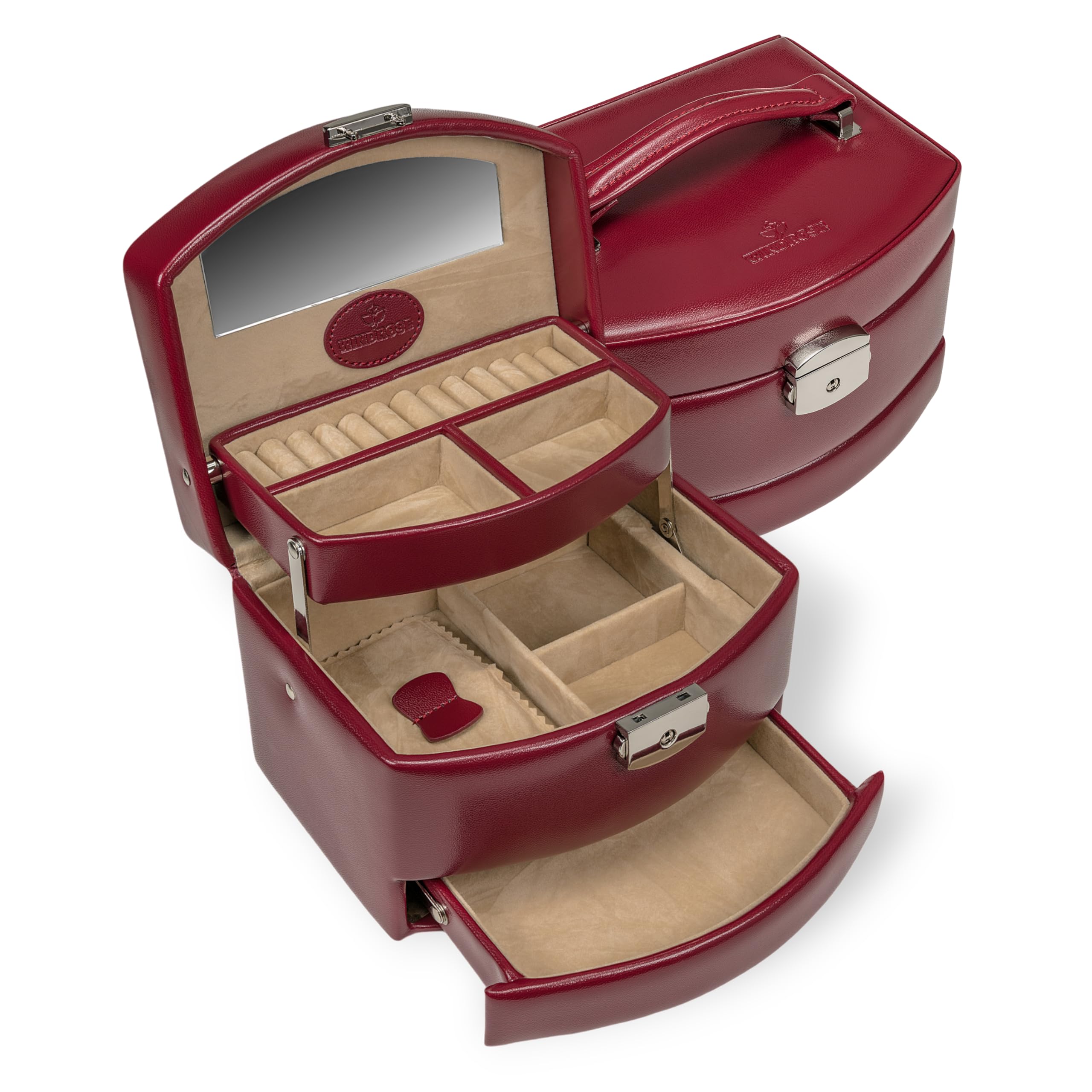 WINDROSE Merino Moda Jewellery Box Automatic Red