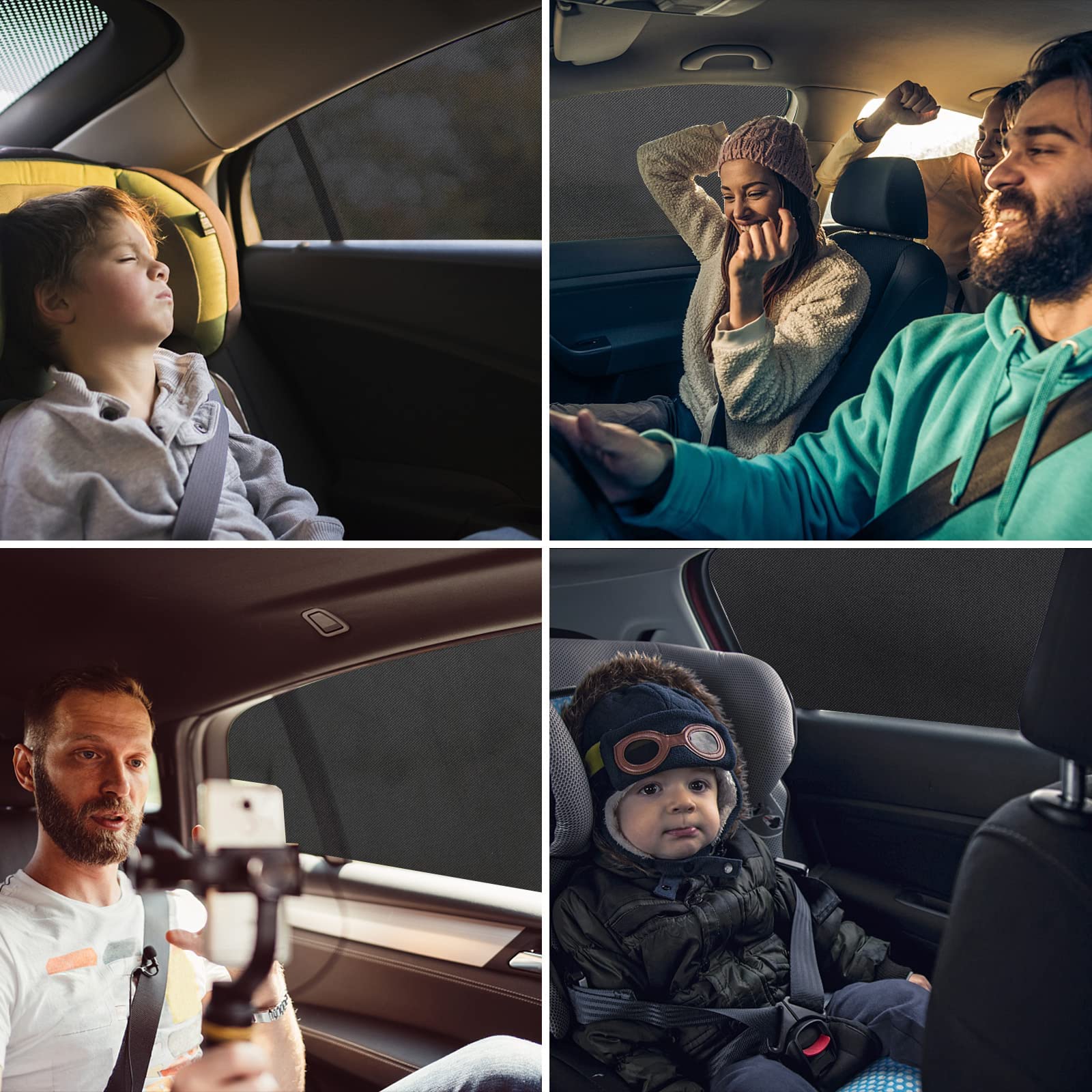 Rajvia Tendine Parasole Auto Bambini,Oscuranti Misura Universale Senza Ventose Esterne Protezione Neonati da Raggi UV Autoaderente Automatica Kit Finestrini Posteriori (Set 2 Pezzi)(XL)