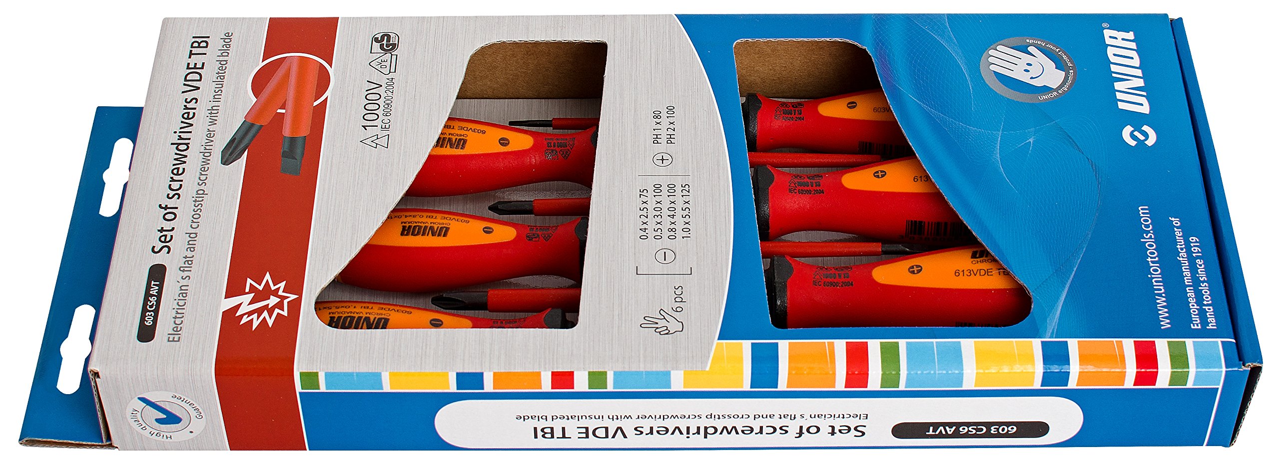 Unior Screwdriver Set VDE TBI in Display Box. Pack of 1 603CS6AVT, Schwarz