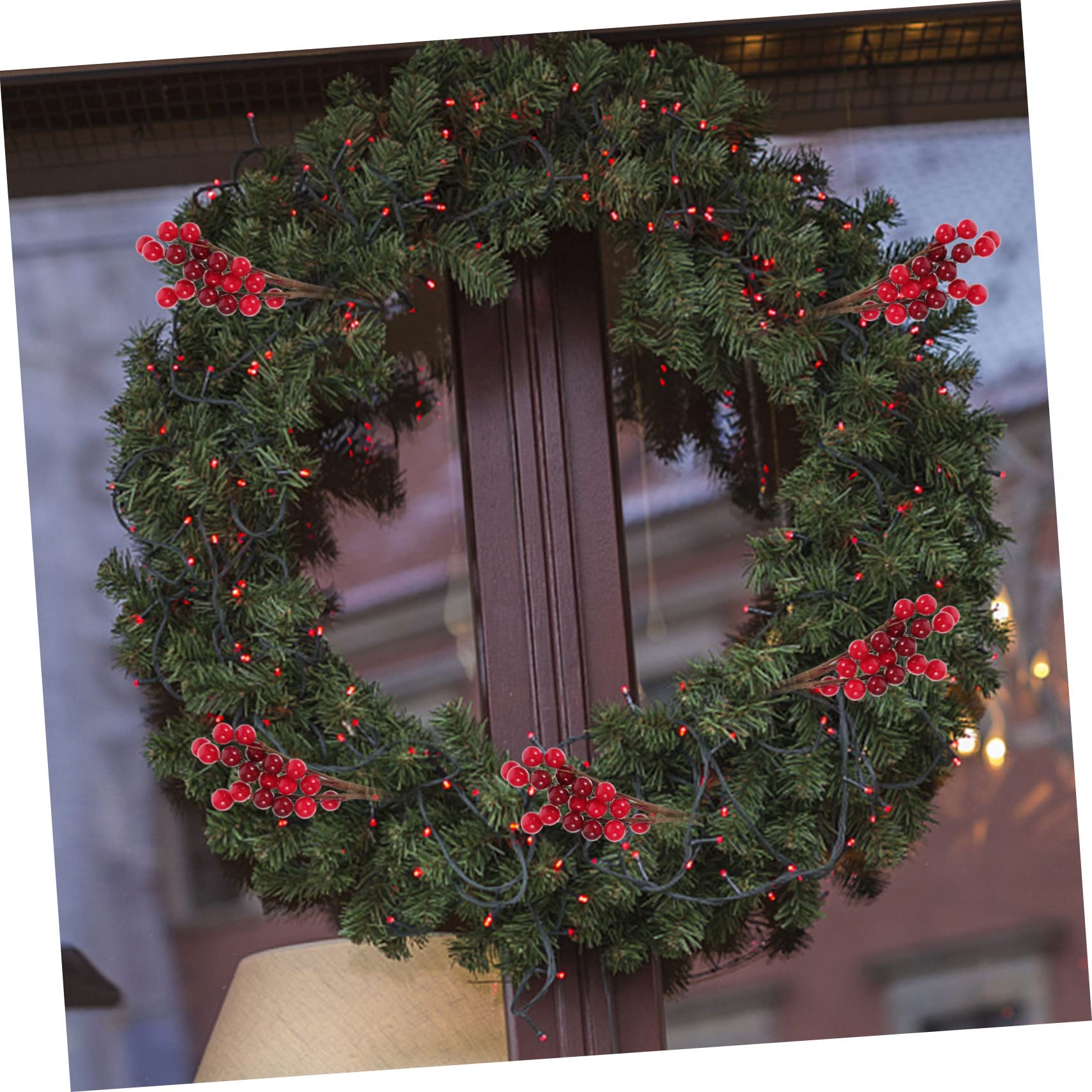 Cabilock 30 Pz Gambo di Bacche Rosse Artificiali Floreali Natalizie Bacca Rossa Artificiale Steli di Bacche Natalizie Spuntini a Bacca Rossa Decorazioni Natalizie Arredamento Schiuma