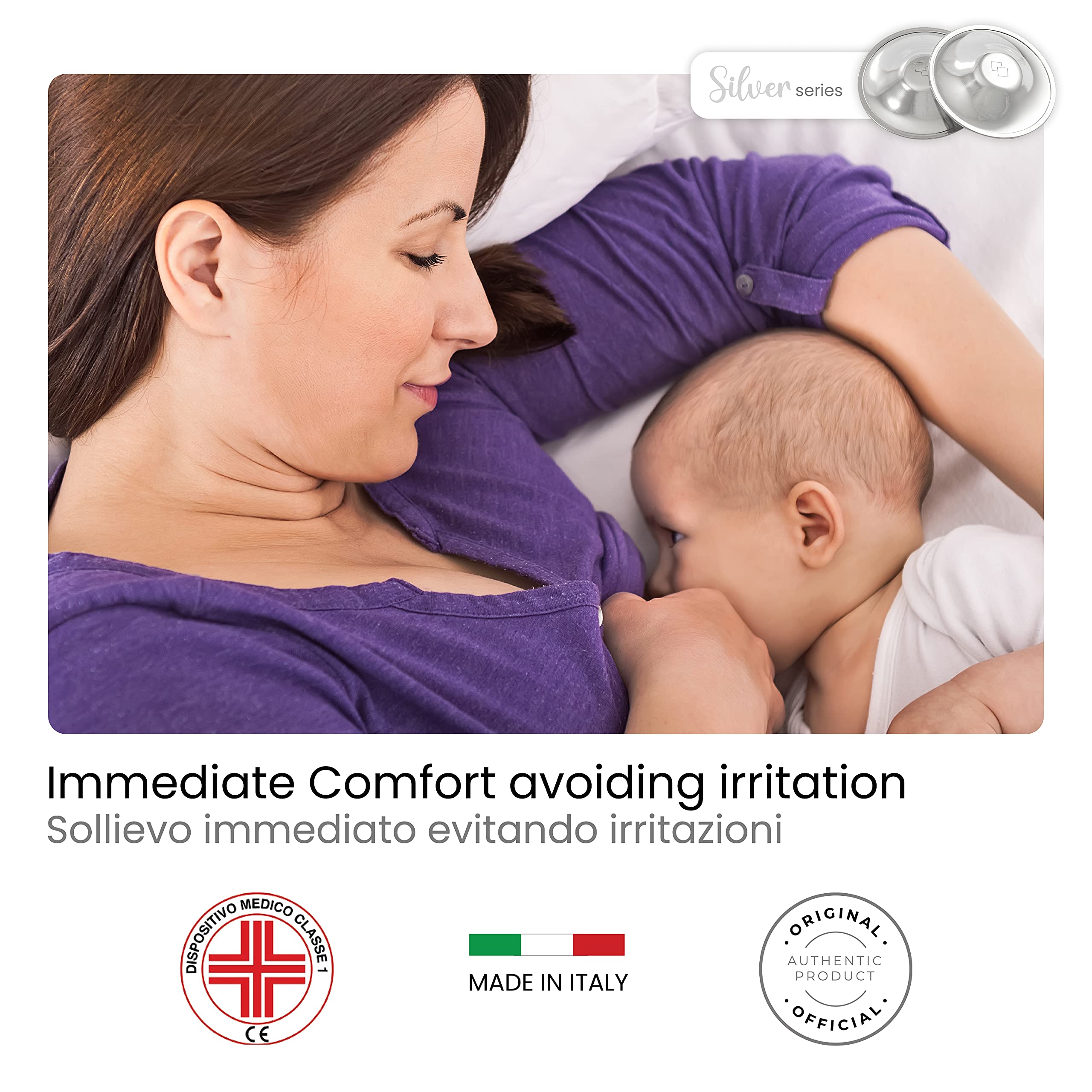 COVERbasics Paracapezzoli in Argento (SilverCups) Coppette Proteggi Capezzoli per Aiutare a Prevenire e Lenire Le Ragadi al Seno Durante l' Allattamento (Regular)