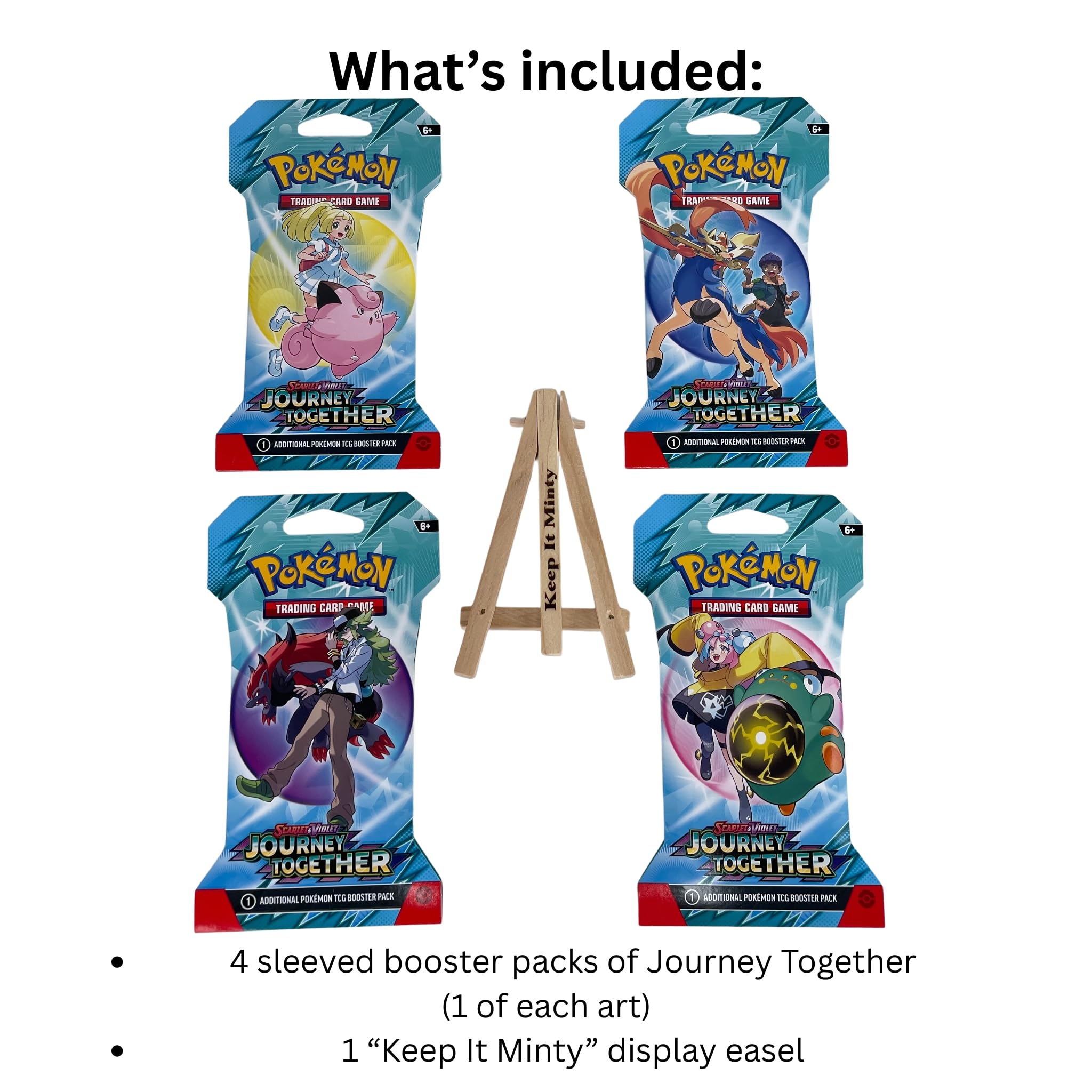 Pokémon TCG: Journey Together Complete Art Set (4 Sleeved Booster Packs) +  Exclusive “Keep it Minty” Card Display Easel – Collector Bundle :  Amazon.sg: Toys